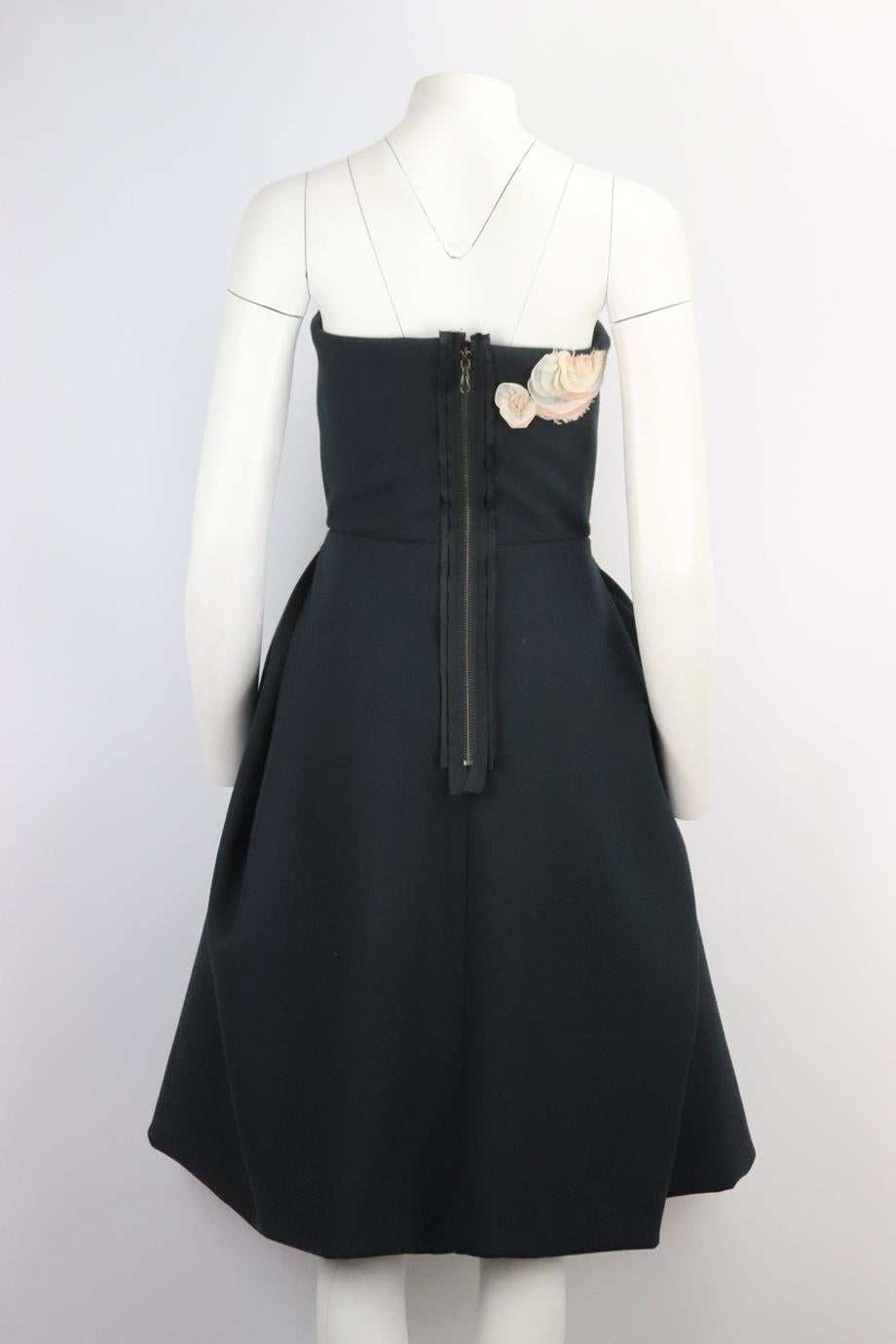 Jeanne Lanvin Strapless Silk Trimmed Wool Blend Dress Fr 38 Uk 10 In Excellent Condition In London, GB
