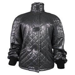 Jeanne Lanvin Vintage 1980s Black Acetate Jacket with Silver Pellets