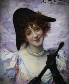 Jeanne Donnadieu „Porträt von Henriette Bépoix“, französisches Ölgemälde auf Leinwand, um 1885