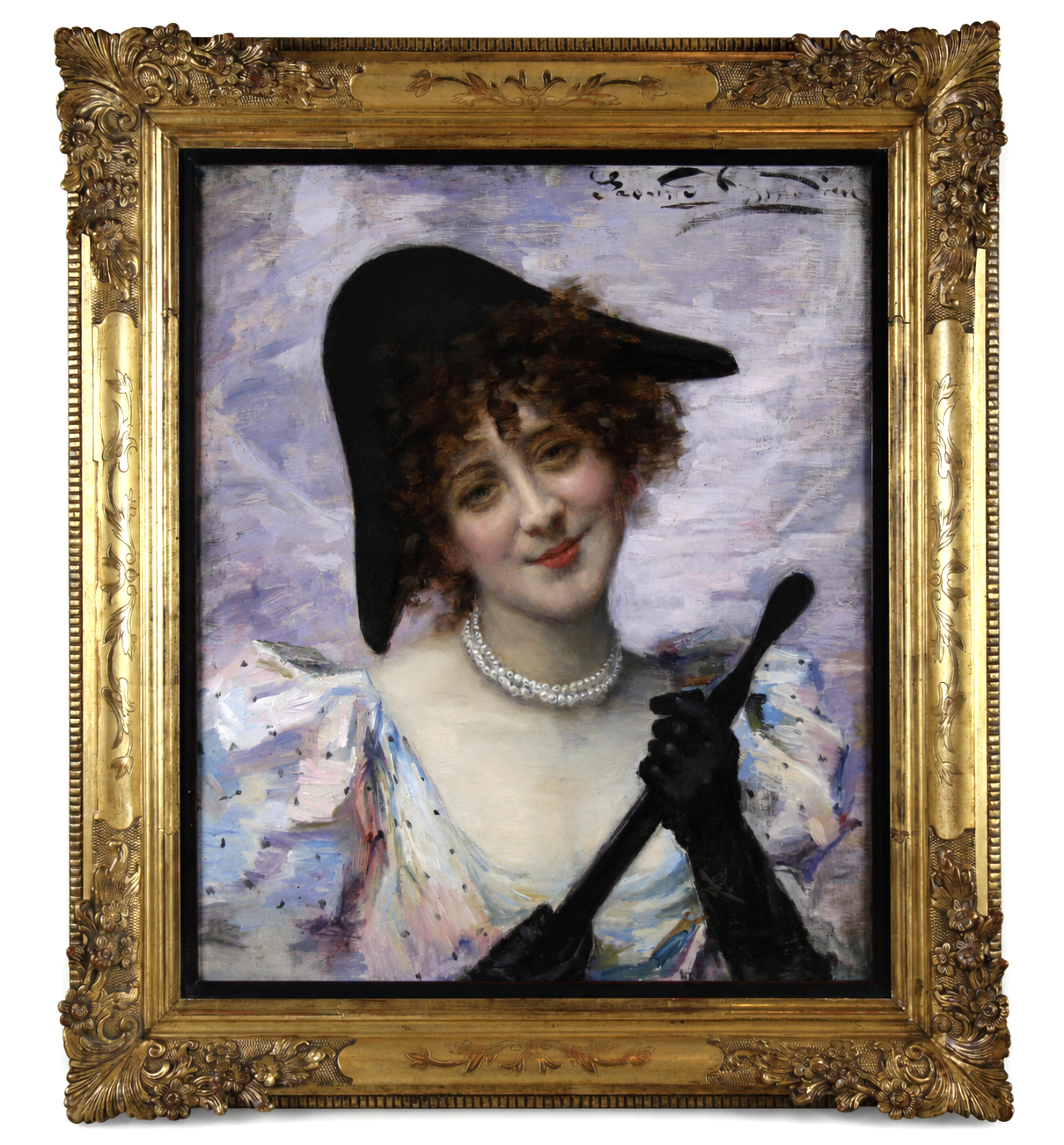 Jeanne Donnadieu „Porträt von Henriette Bépoix“, französisches Ölgemälde auf Leinwand, um 1885