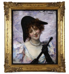 Jeanne Donnadieu „Porträt von Henriette Bépoix“, französisches Ölgemälde auf Leinwand, um 1885