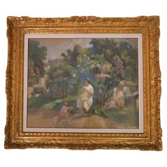 Jeanne Lourier (1872-1955), In the public garden, oil on paper, circa 1920.