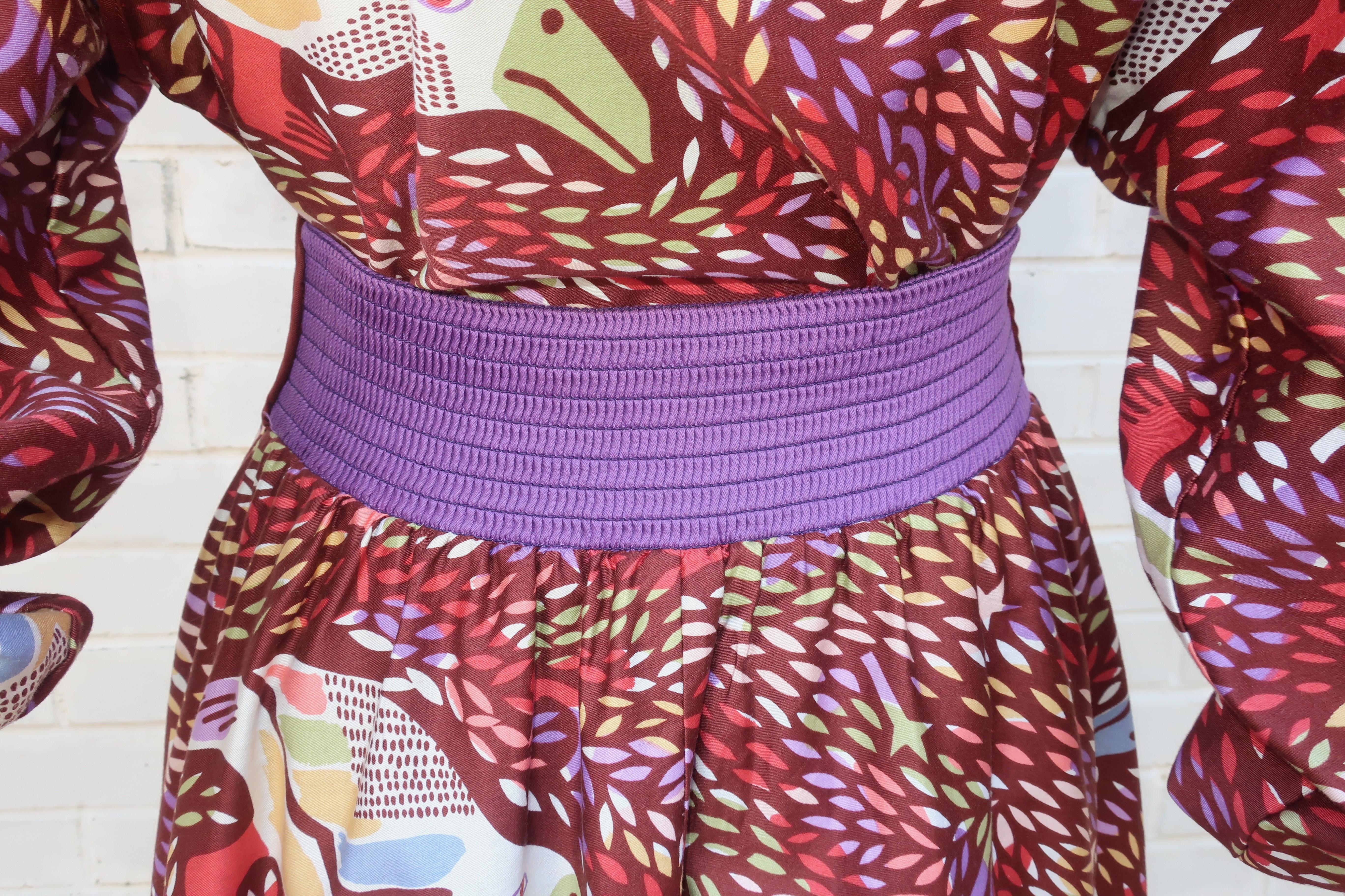JEANNE MARC Cotton Two Piece Bird Print Dress, 1980's For Sale 7