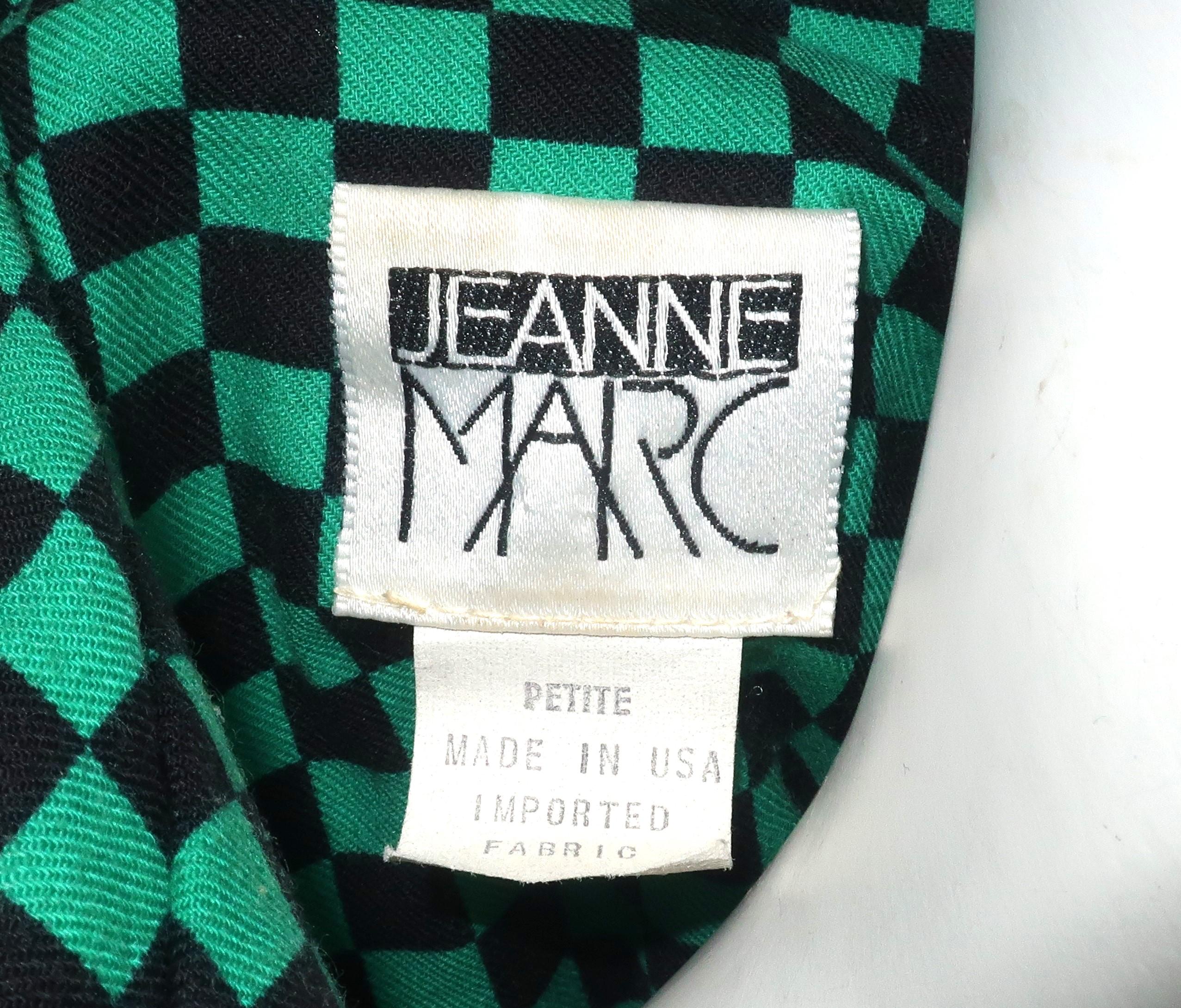 JEANNE MARC Two Piece Cotton Cat Print Checkerboard Dress, 1980's For Sale 9