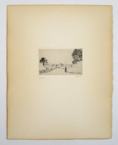 Jeanne Marguerite Frey - Surbek (Suisse, 1886-1981) c. 1935 Gravure Gabés Tunesia