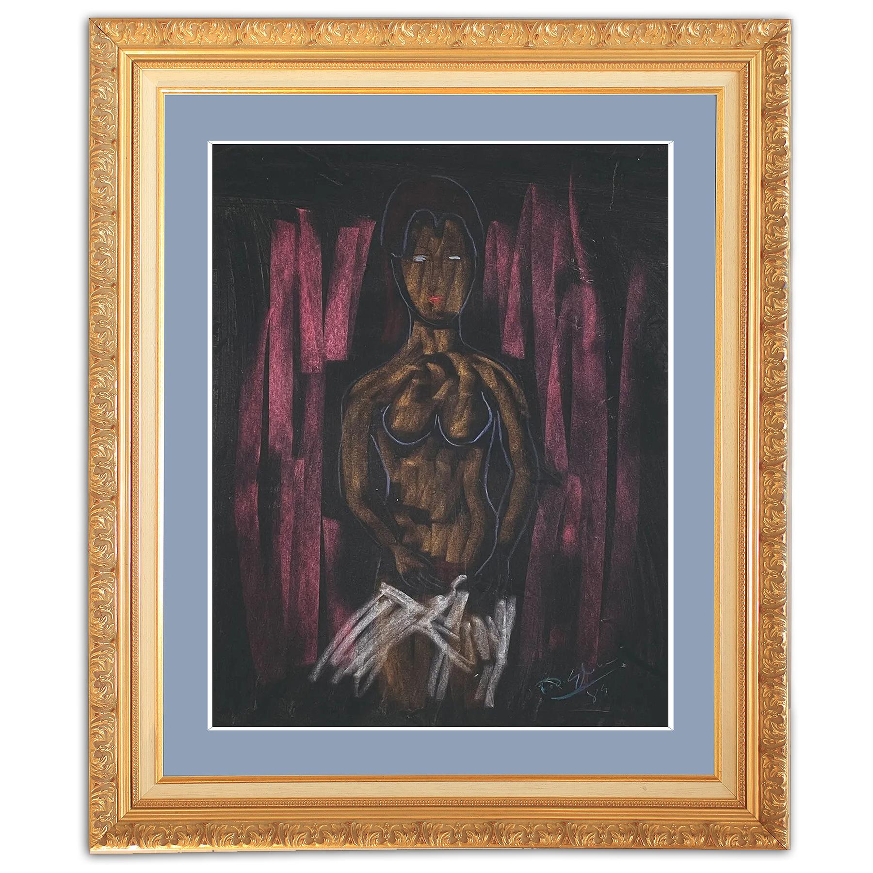 French Jeanne MODIGLIANI - Josephine Baker, Pastel drawing  1984 For Sale