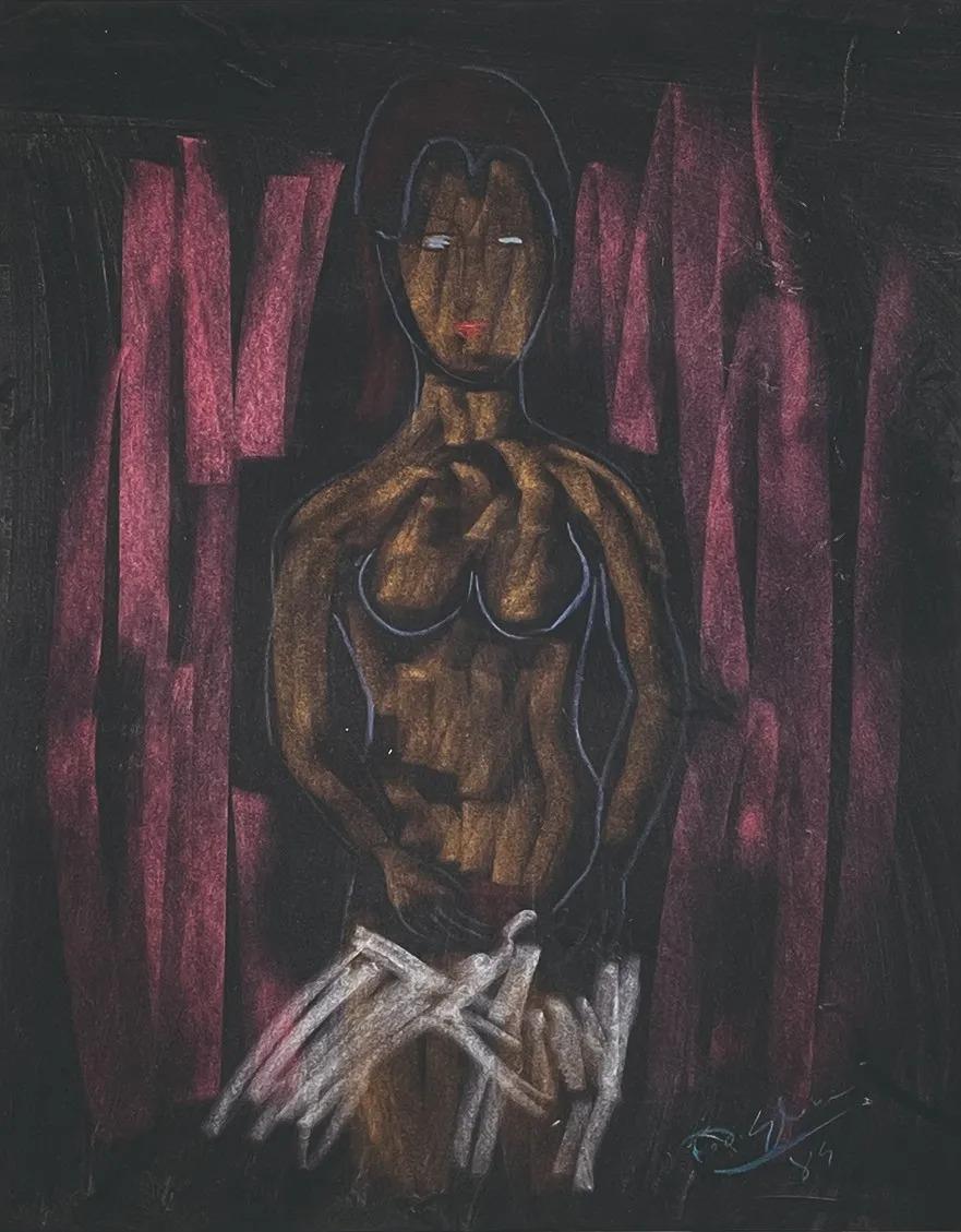 Jeanne MODIGLIANI - Josephine Baker, Pastel drawing  1984 In Excellent Condition For Sale In Encino, CA