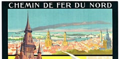 Original Calais, Chemin de Fer du Nord vintage French art deco travel poster