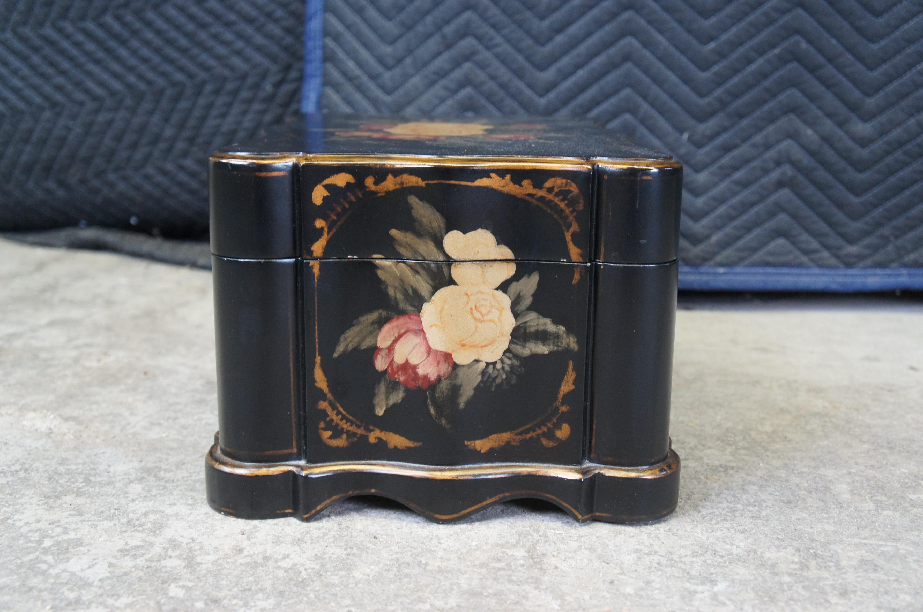 20th Century Jeanne Reeds Ltd Tole Style Decorative Scalloped & Painted Keepsake Trinket Box