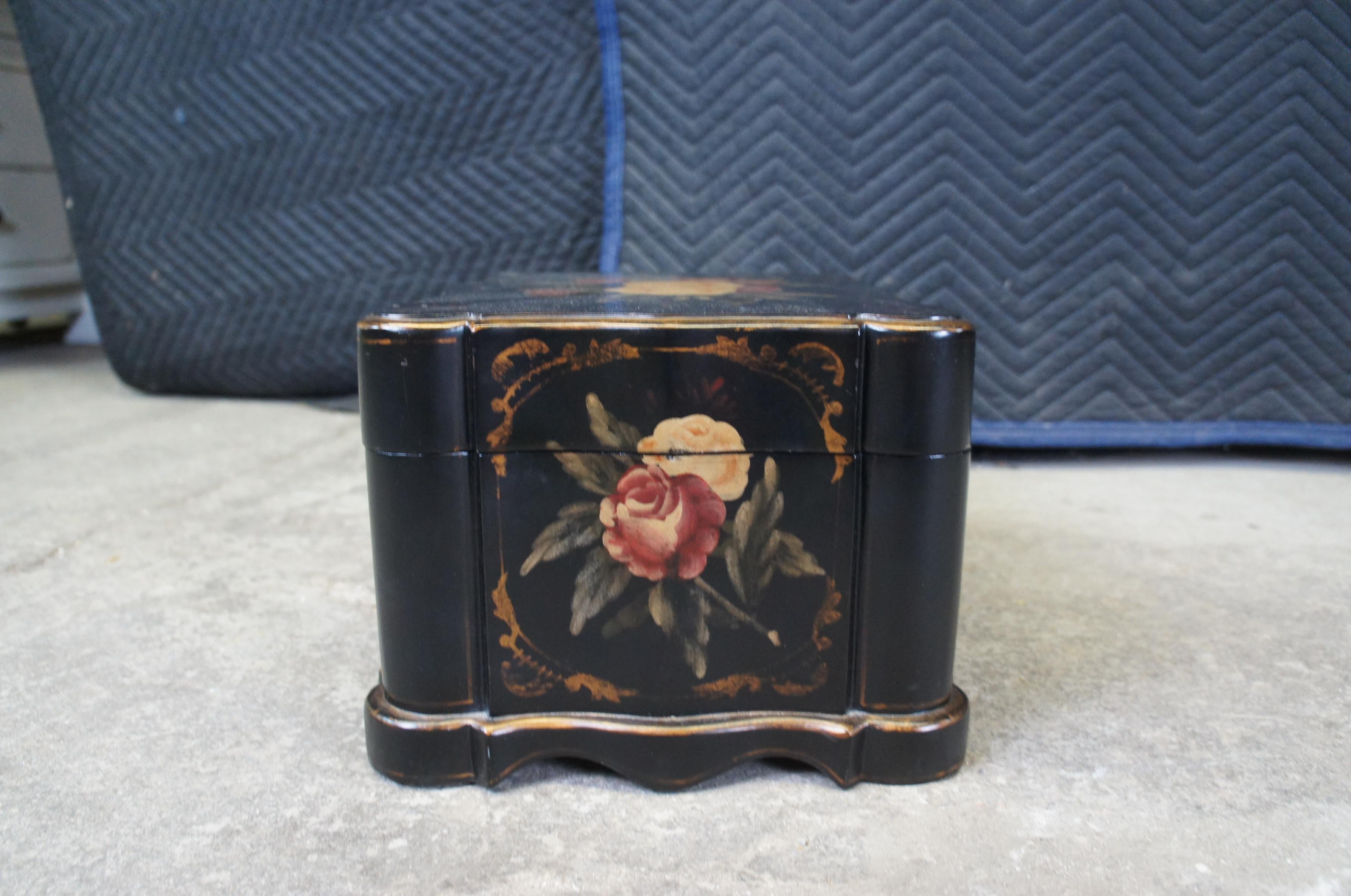 Jeanne Reeds Ltd Tole Style Decorative Scalloped & Painted Keepsake Trinket Box 1