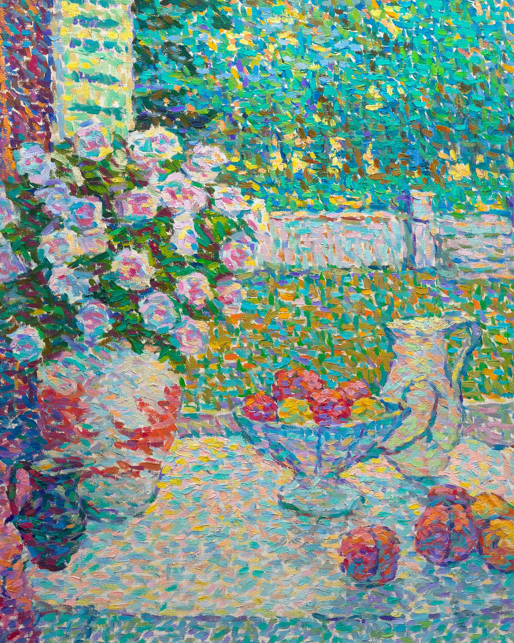 Jeanne Selmersheim-Desgrange
1877-1958  French

La table aux jardin
(The Table in the Garden)

Signed “J. Selmersheim-Desgrange” (lower right)
Oil on canvas

In this effusive composition entitled La table aux jardin, French Neo-Impressionist Jeanne