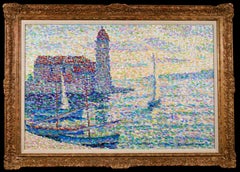 Coucher de Soleil - Paysage pointilliste à l'huile de Jeanne Selmersheim-Desgranges