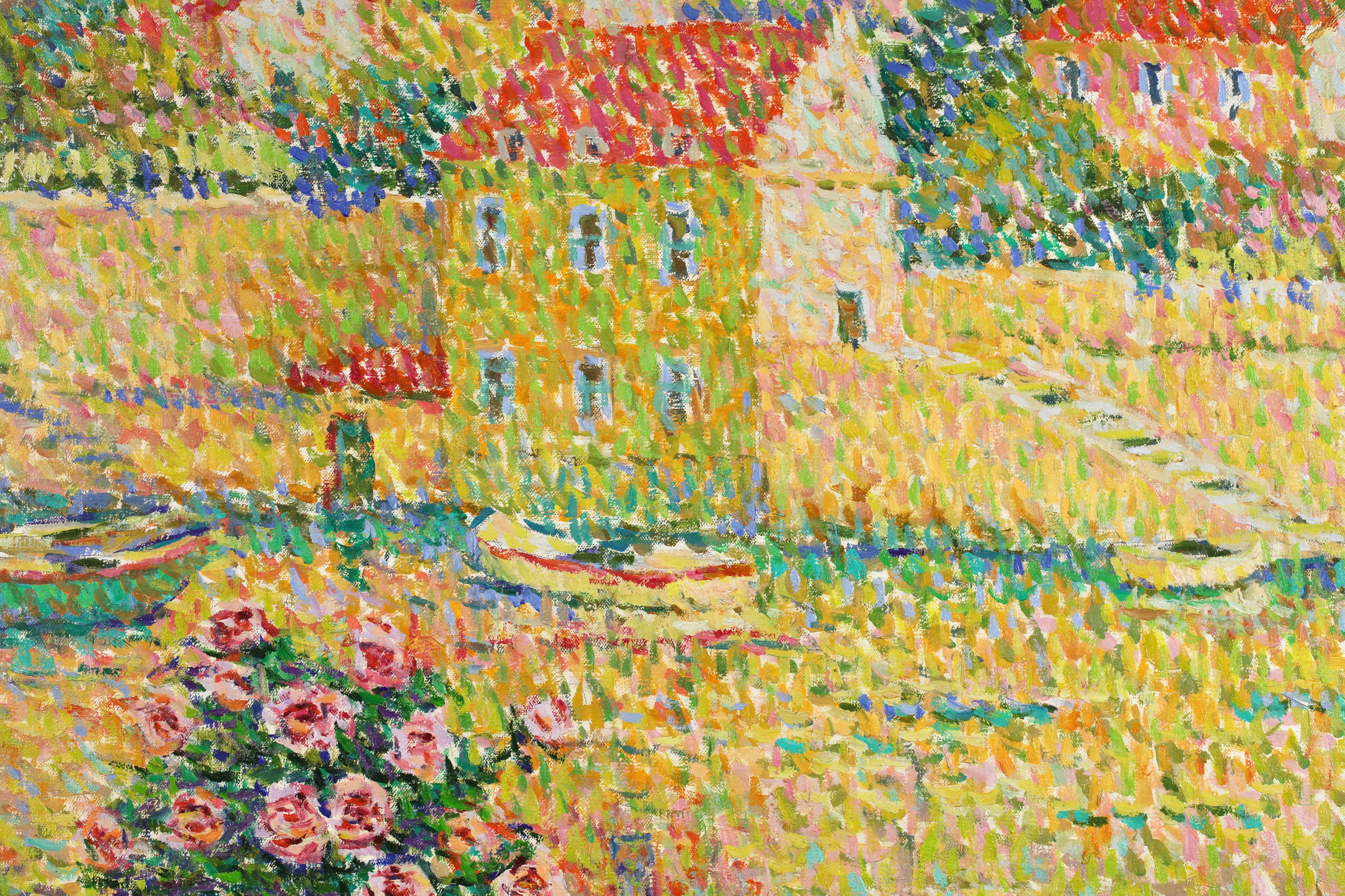 Le Petit Dejeuner - Pointillistische Landschaft Öl von Jeanne Selmersheim-Desgrange im Angebot 2