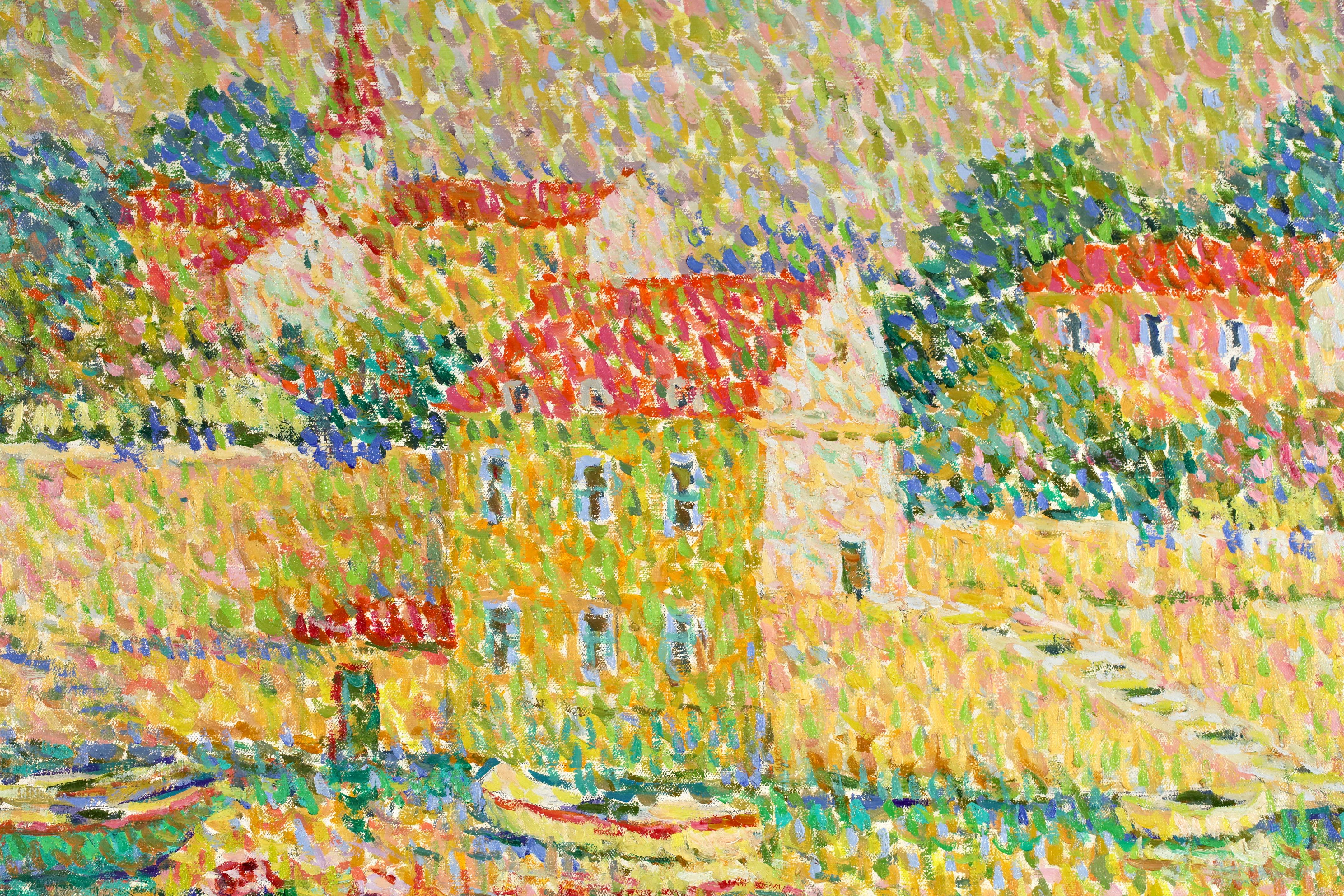 Le Petit Dejeuner - Pointillistische Landschaft Öl von Jeanne Selmersheim-Desgrange im Angebot 3