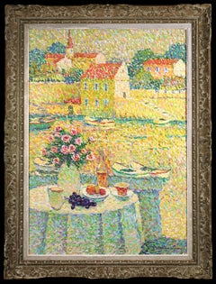 Le Petit Dejeuner - Pointillist Landscape Oil by Jeanne Selmersheim-Desgrange