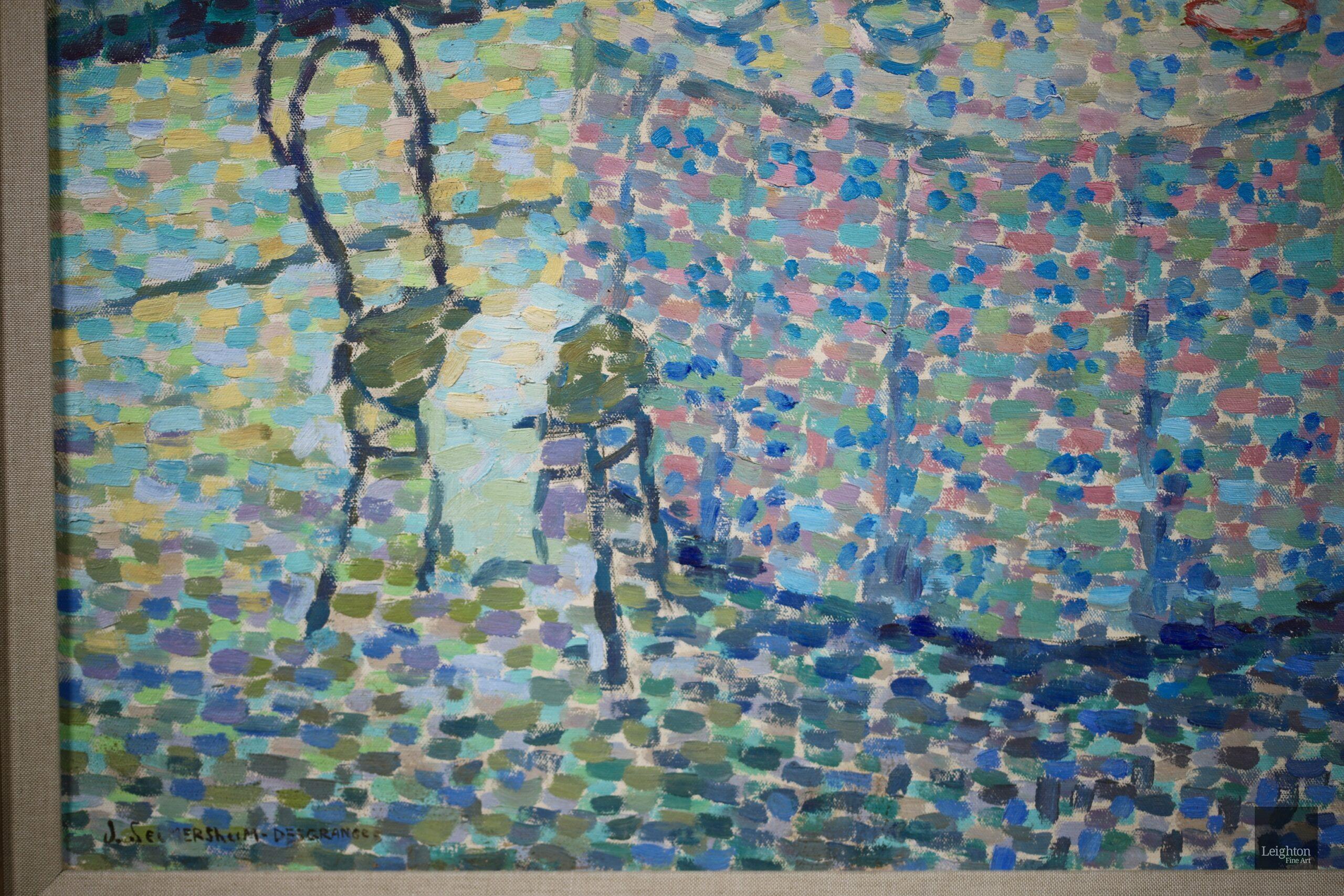 Saint Tropez - Óleo interior neoimpresionista de Jeanne Selmersheim-Desgrange - Painting Puntillista de JEANNE SELMERSHEIN-DESGRANGE