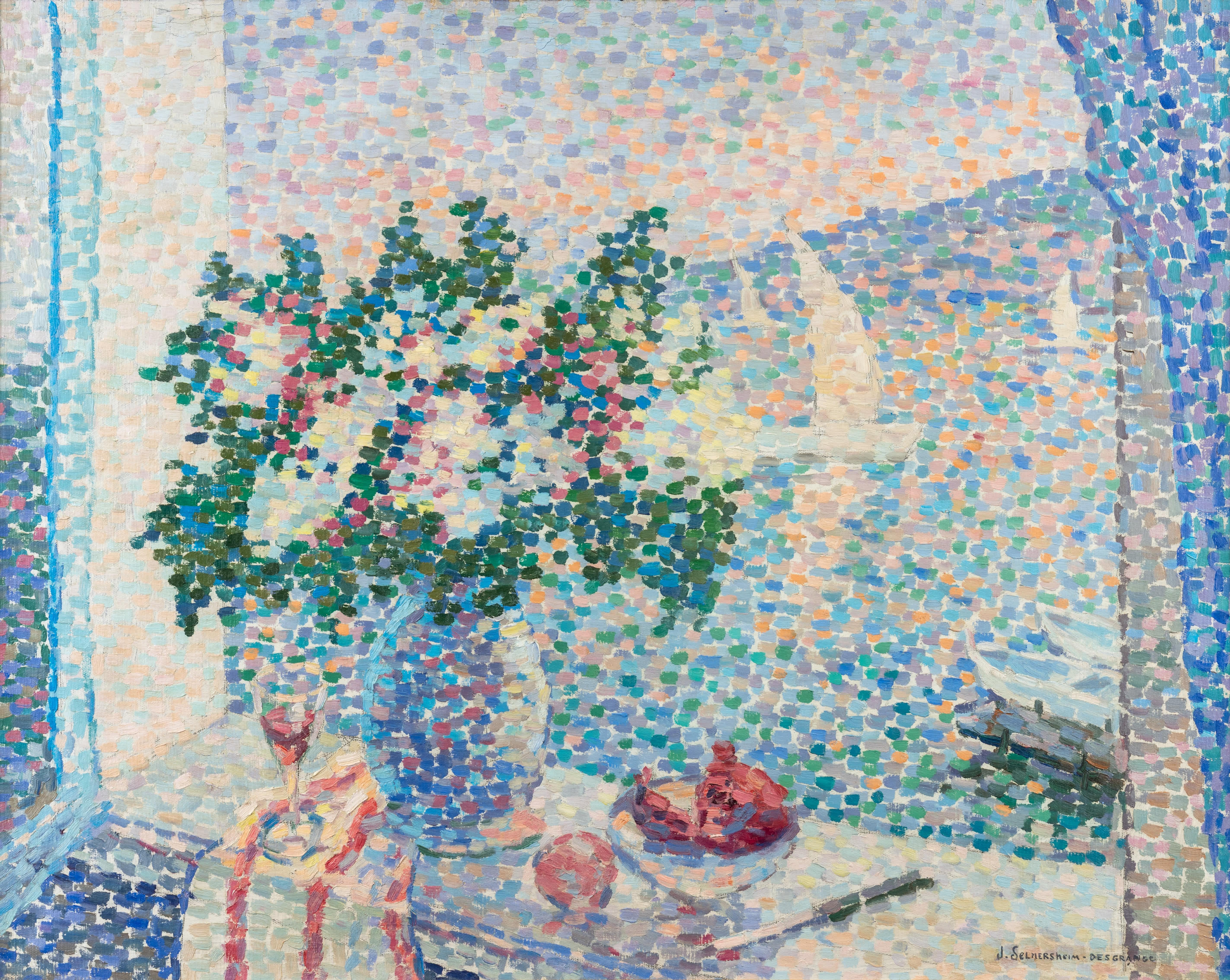 Natura morta su un davanzale - Painting di JEANNE SELMERSHEIN-DESGRANGE