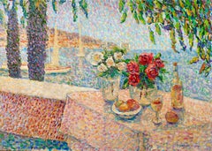 Sur la terrasse - Neo Impressionist Landscape Oil - Jeanne Selmersheim-Desgrange