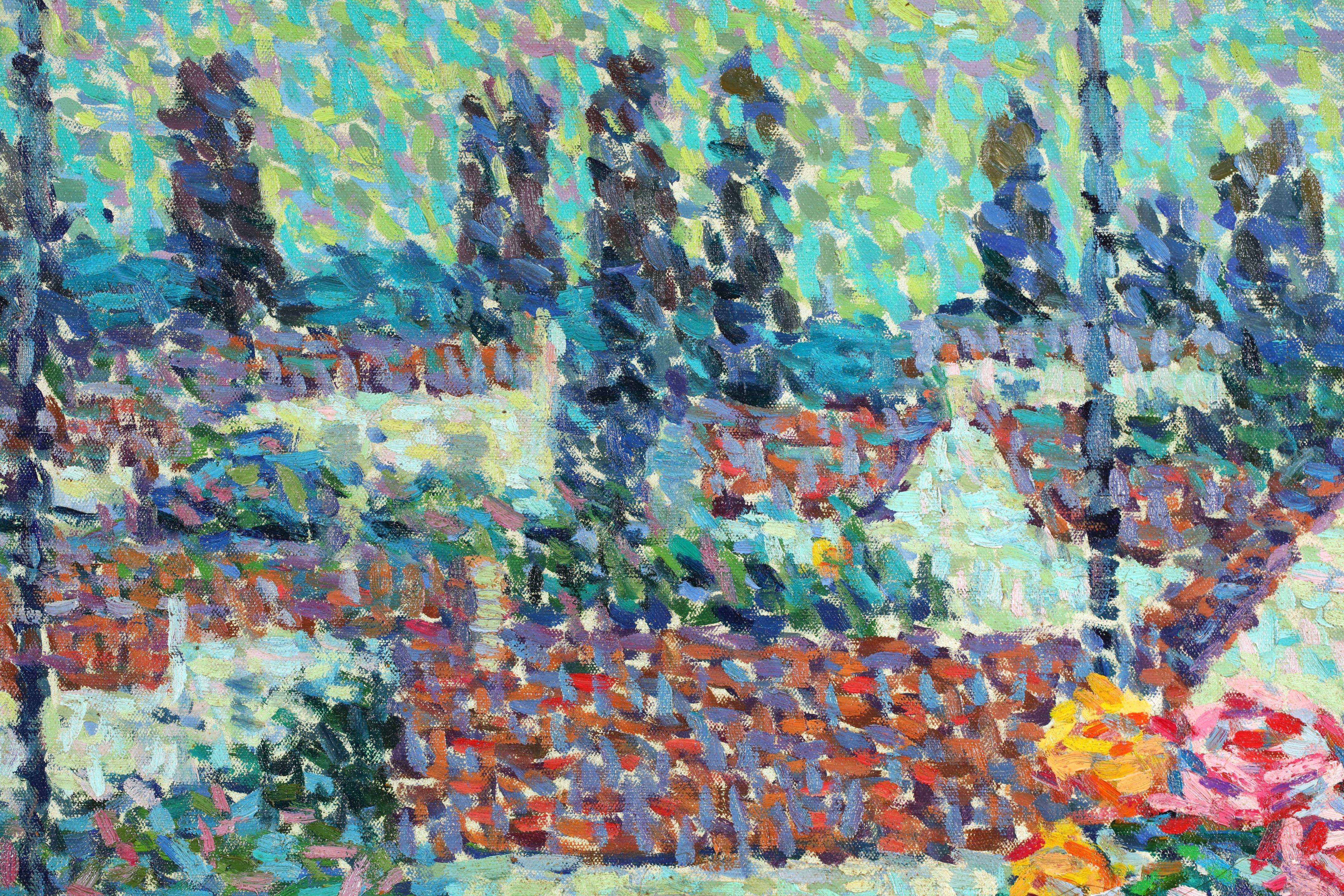 Sur la Terrasse- Bodegón neoimpresionista al óleo - Jeanne Selmersheim-Desgrange 1