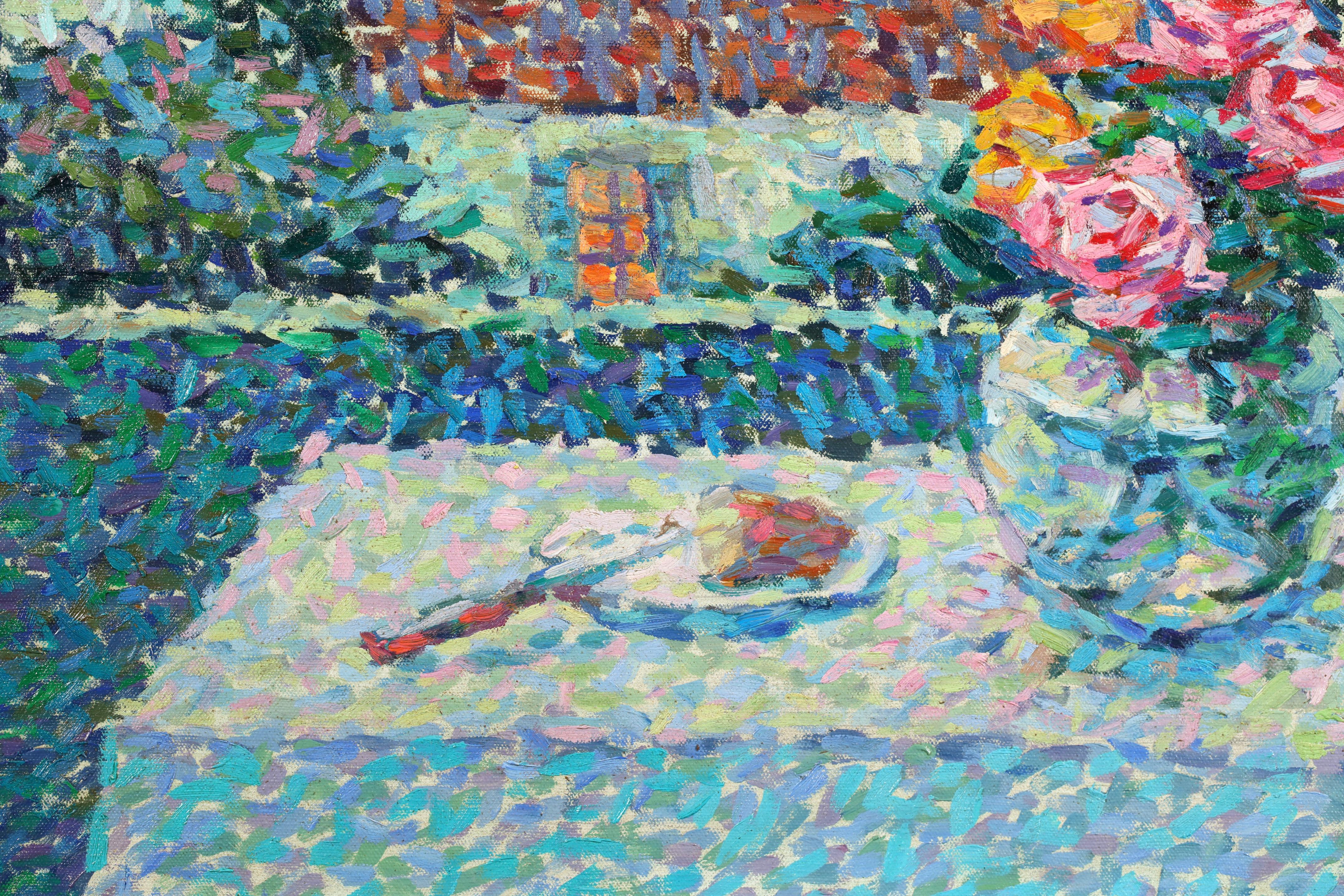 Sur la Terrasse- Bodegón neoimpresionista al óleo - Jeanne Selmersheim-Desgrange 2