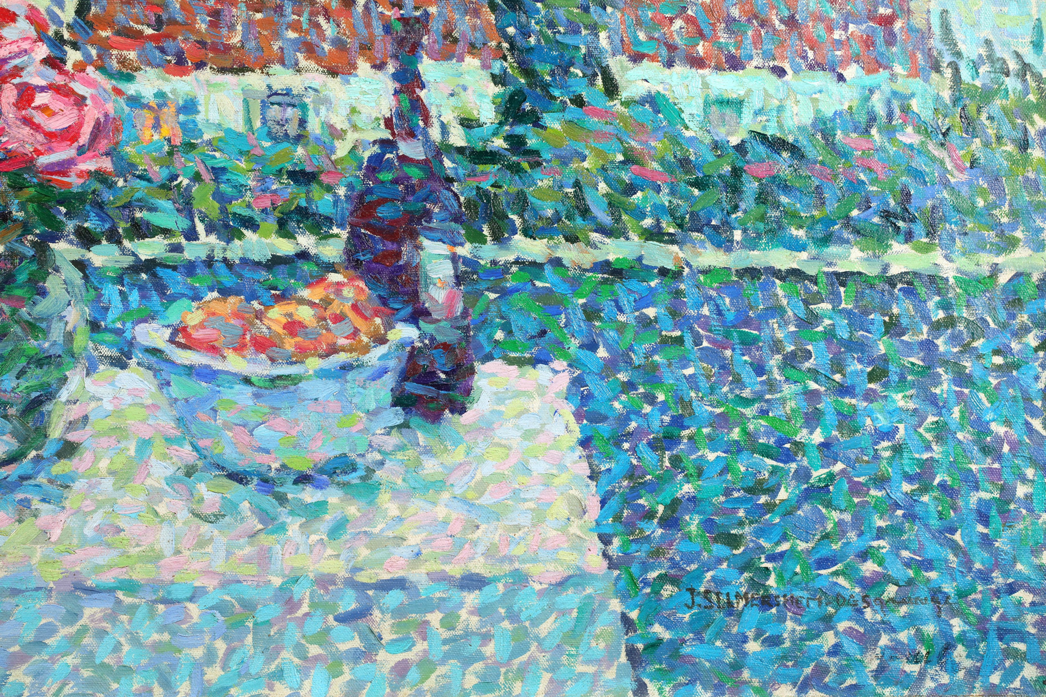 Sur la Terrasse- Bodegón neoimpresionista al óleo - Jeanne Selmersheim-Desgrange 4