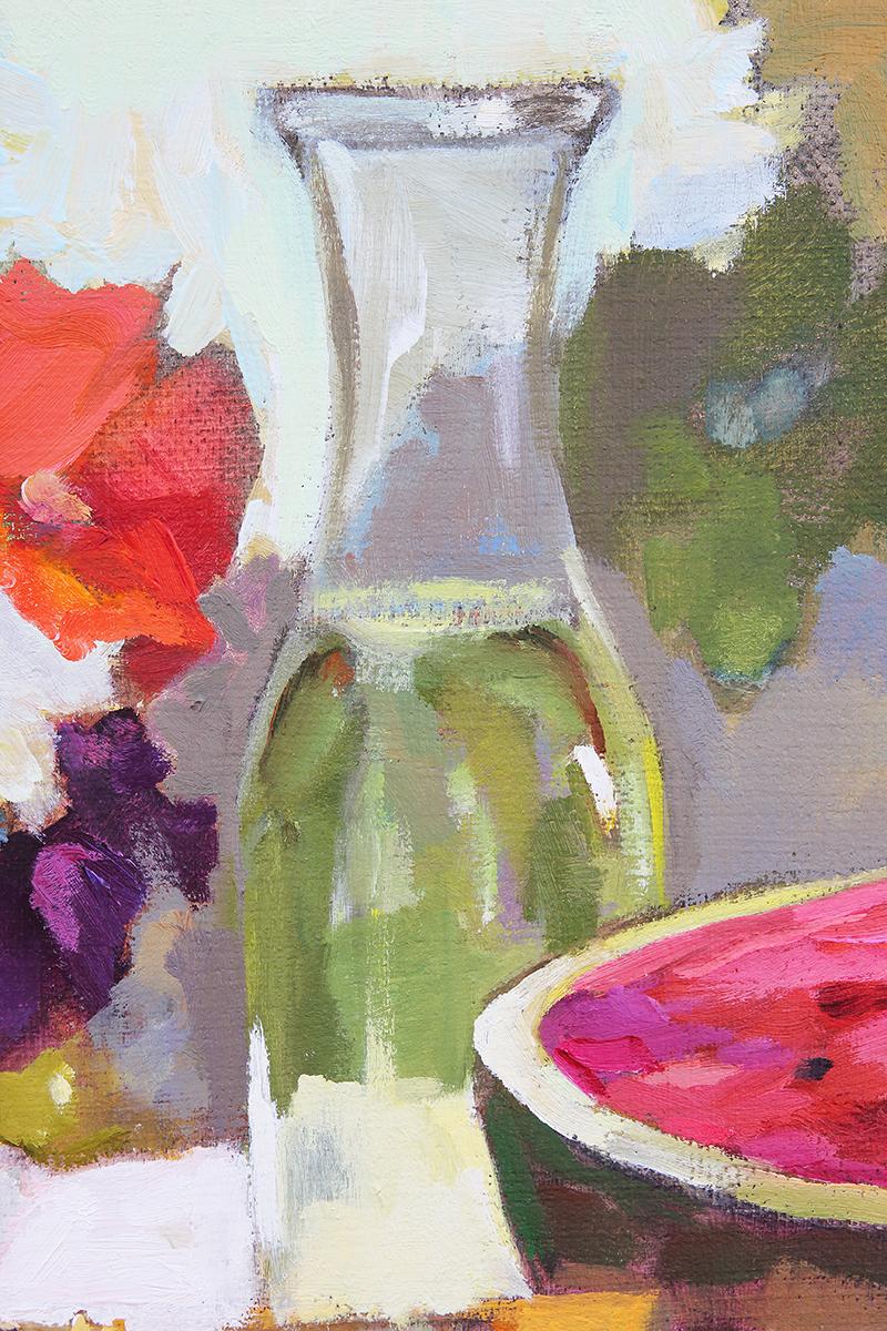 “Wedding Picnic” Colorful Abstract Impressionist Fruits and Flowers Still Life For Sale 2