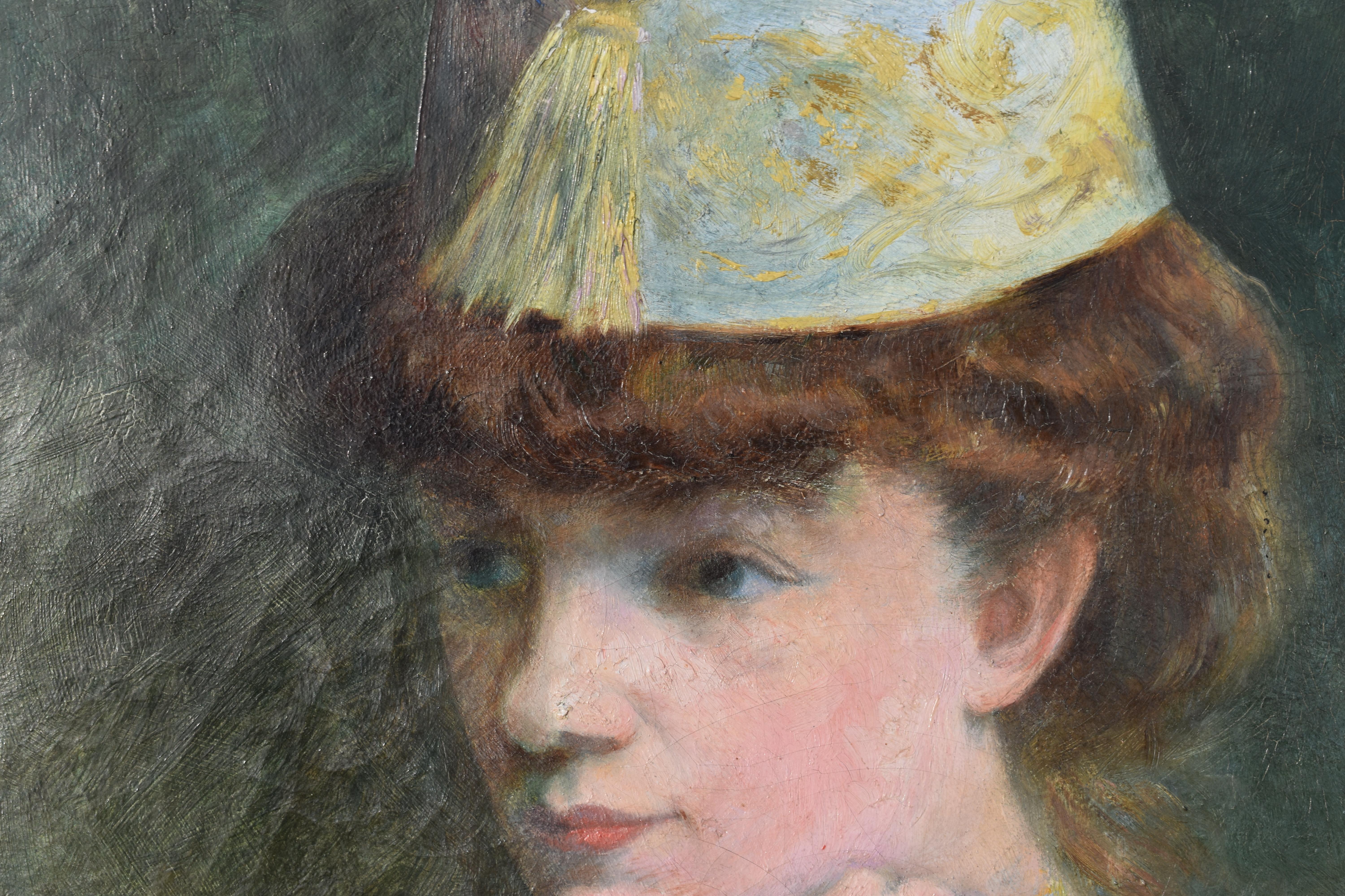 Jeanne THELIEZ (1875-1957) Retrato de la escuela francesa 1933 Pintura al óleo en venta 3