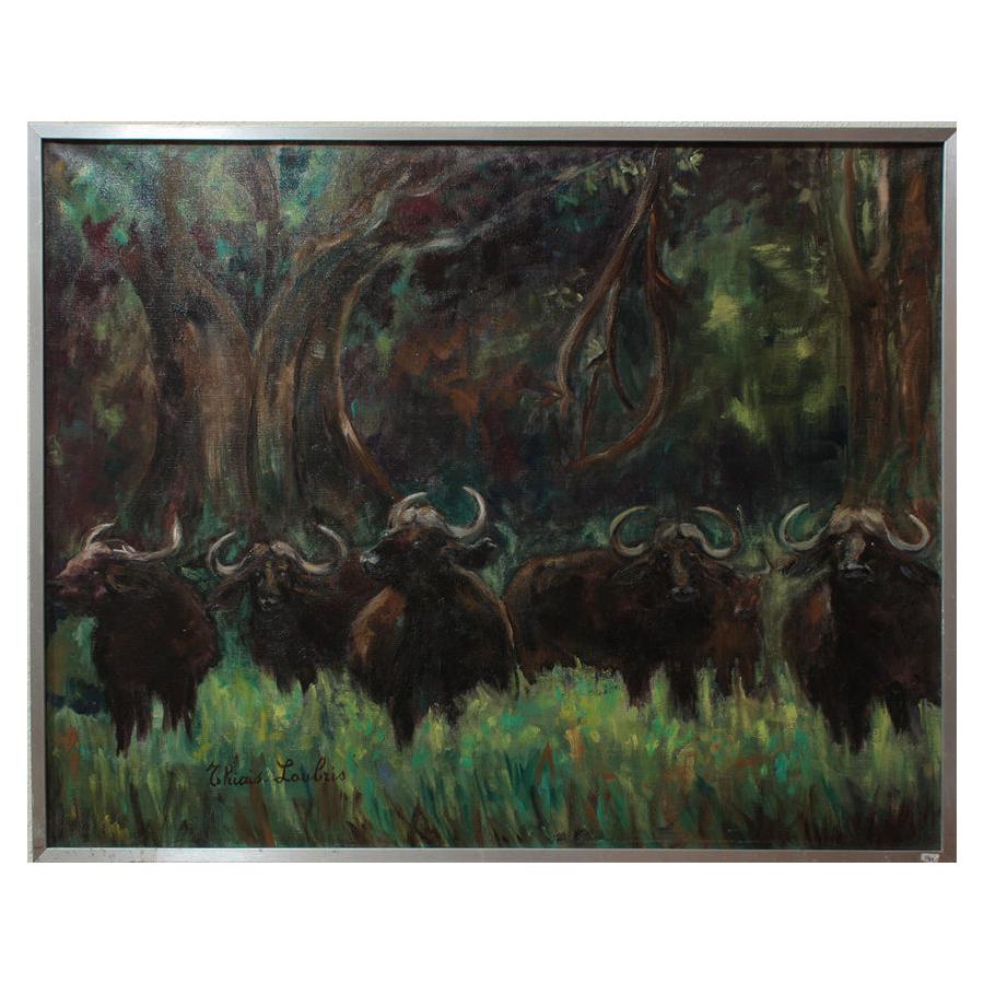 Jeanne THIAIS LOUBRIS – Art Deco African Buffalos 1938

Rare Oil on Canvas titled ” Buffles Africains ” (African Buffalo). Jeanne THIAIS LOUBRIS was a French artist and a member of The International Fall fair, Parisian Collections.

Her work is