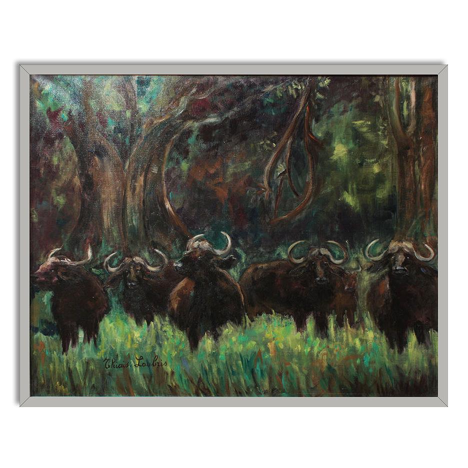 Mid-20th Century Jeanne THIAIS LOUBRIS – Art Deco African Buffalos 1938 For Sale