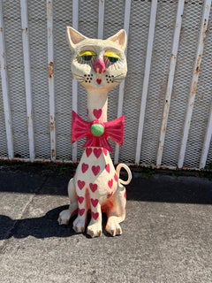 Jeanne Valentine Cat of Heart Papier Mâché Sculpture Circa 1970