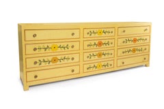 Jeanne Valentine Hand-Painted 1970's Yellow Dresser