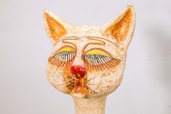 Jeanne Valentine S.A. Cat of Hearts Modernist Papier-Mache Sculpture 1960s
