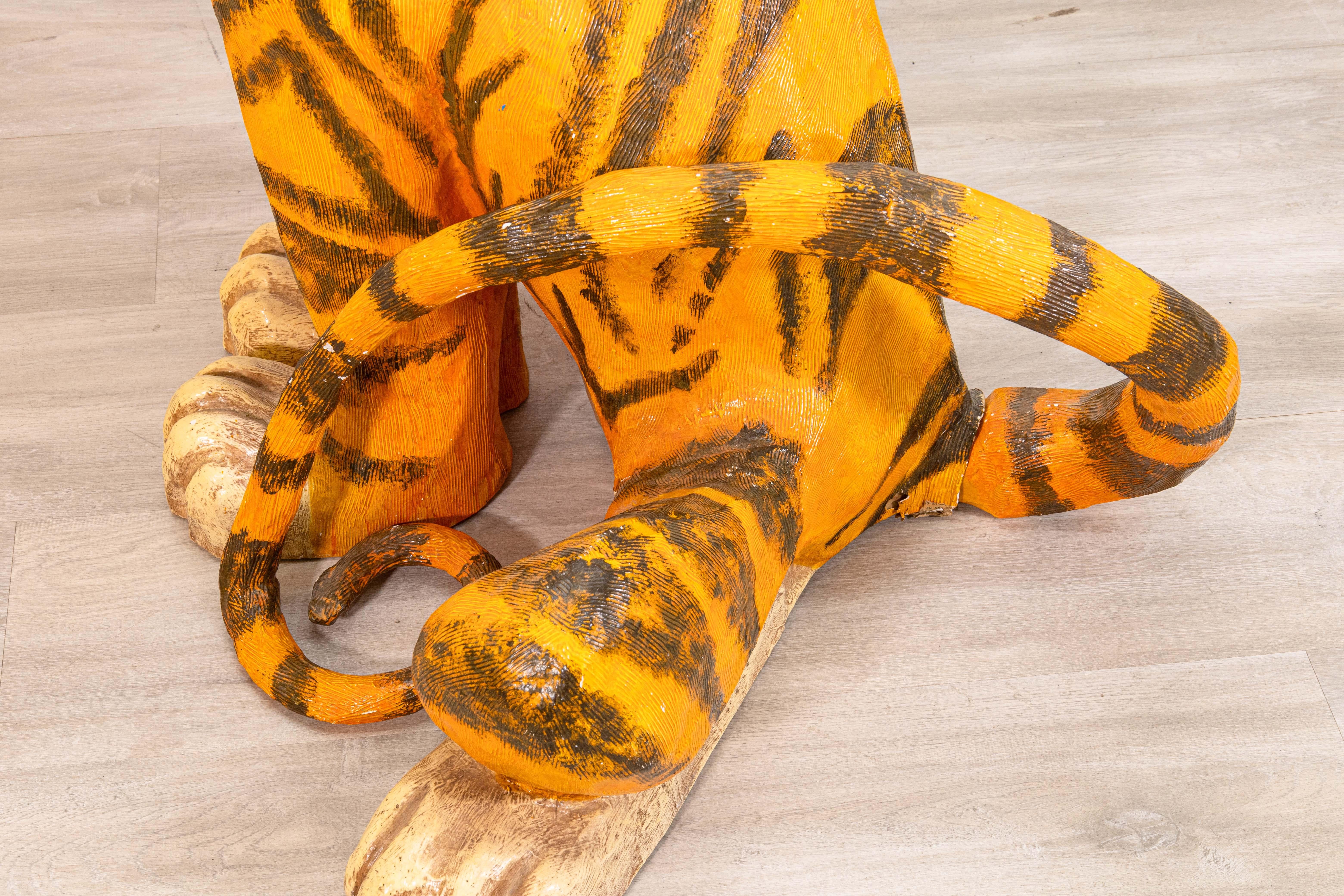 Mid-20th Century Jeanne Valentine S.A. Tiger Mid-Century Modern Papier-Mache Sculpture 1960s For Sale