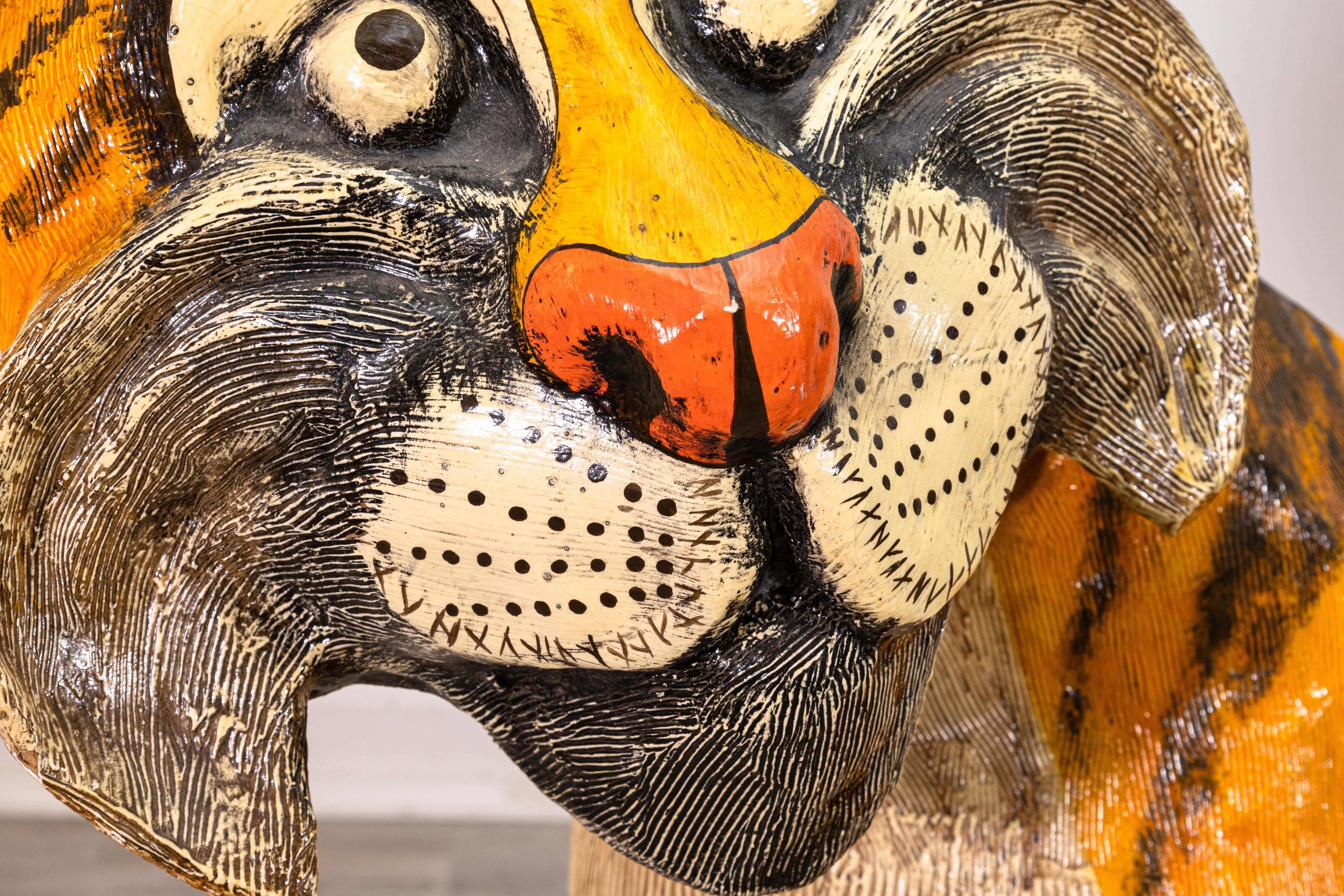 Jeanne Valentine S.A. Tiger Mid-Century Modern Papier-Mache Sculpture 1960s For Sale 1