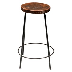 Jeanneret Teak and Iron High Stool PJ-011022 Jeanneret Teak and Iron High Stool PJ-011022
