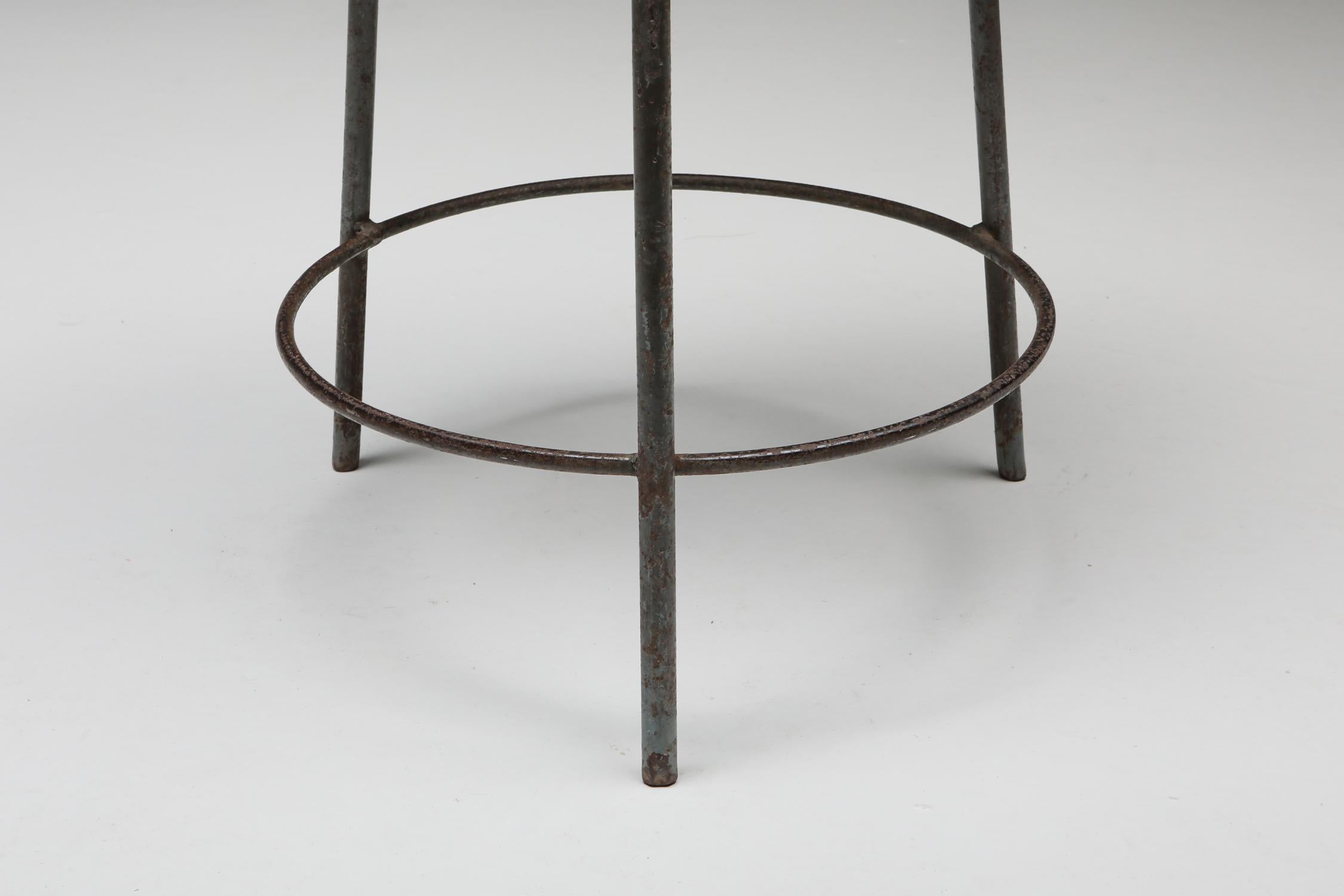 Jeanneret Teak and Iron Stool PJ-011023 In Good Condition In Antwerp, BE