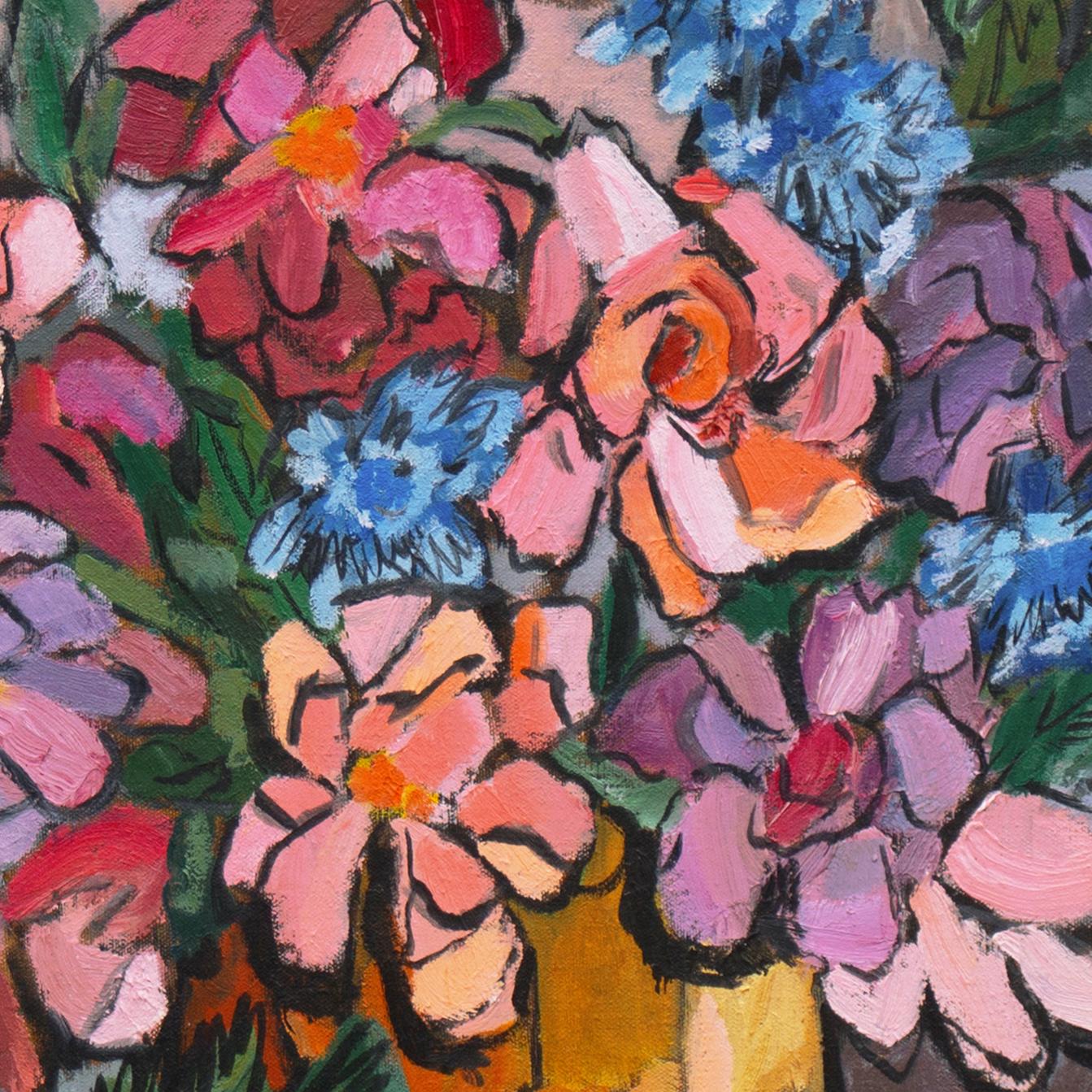 Bodegón de lavanda y rosa - Painting Moderno de Jeannette Bedwell