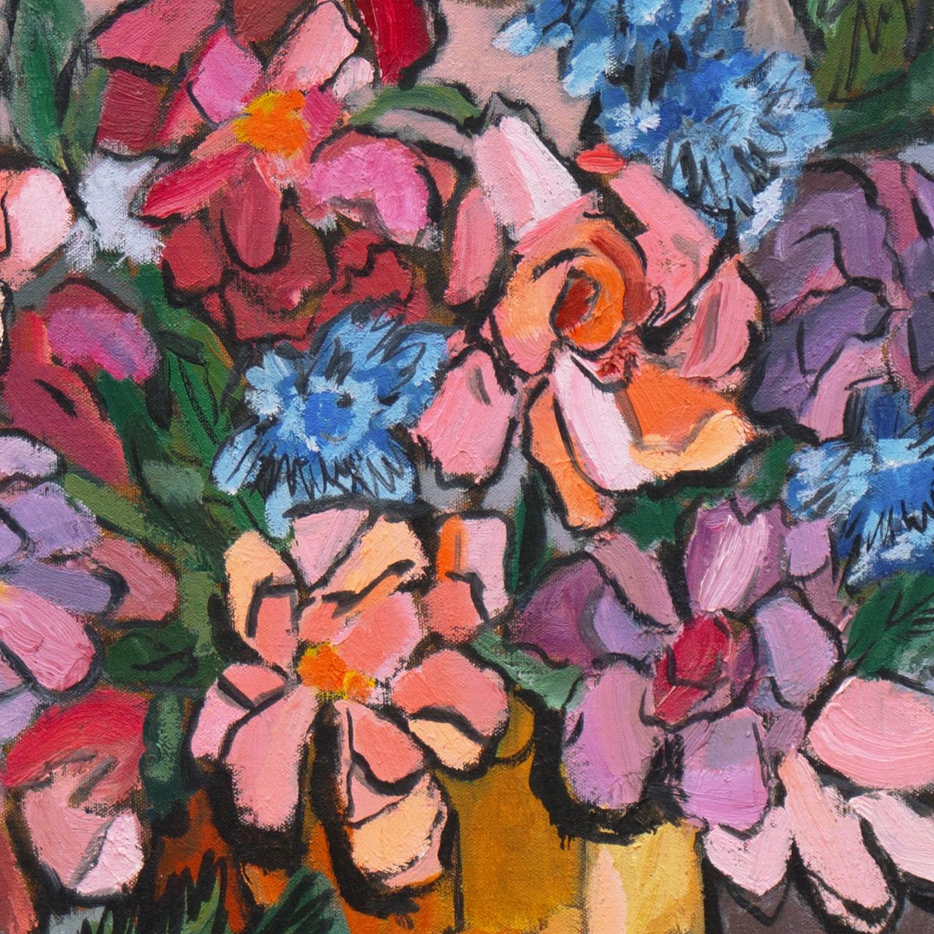 „Stillleben in Lavendel und Rose“ (Moderne), Painting, von Jeannette Bedwell