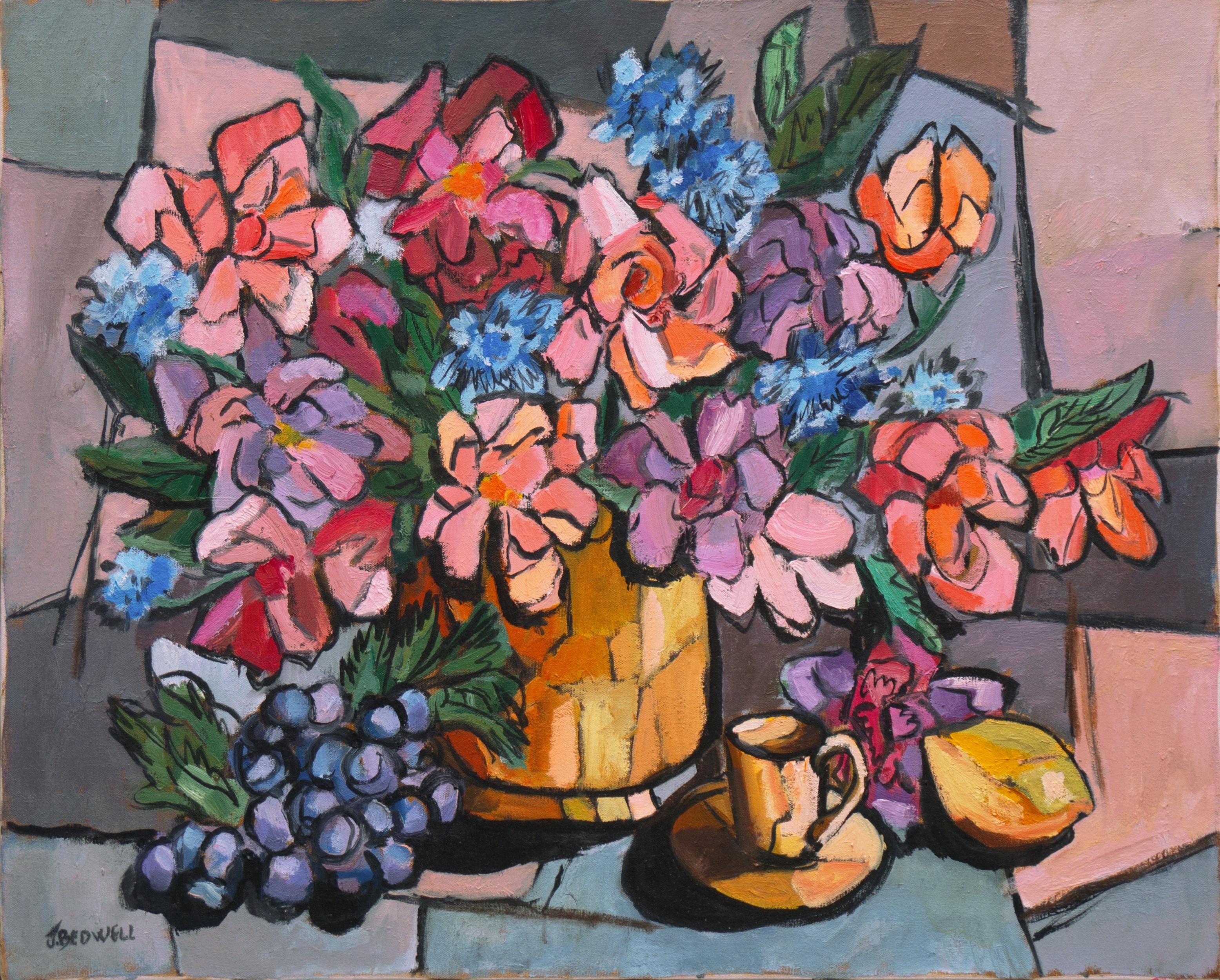 Still-Life Painting de Jeannette Bedwell - Bodegón de lavanda y rosa