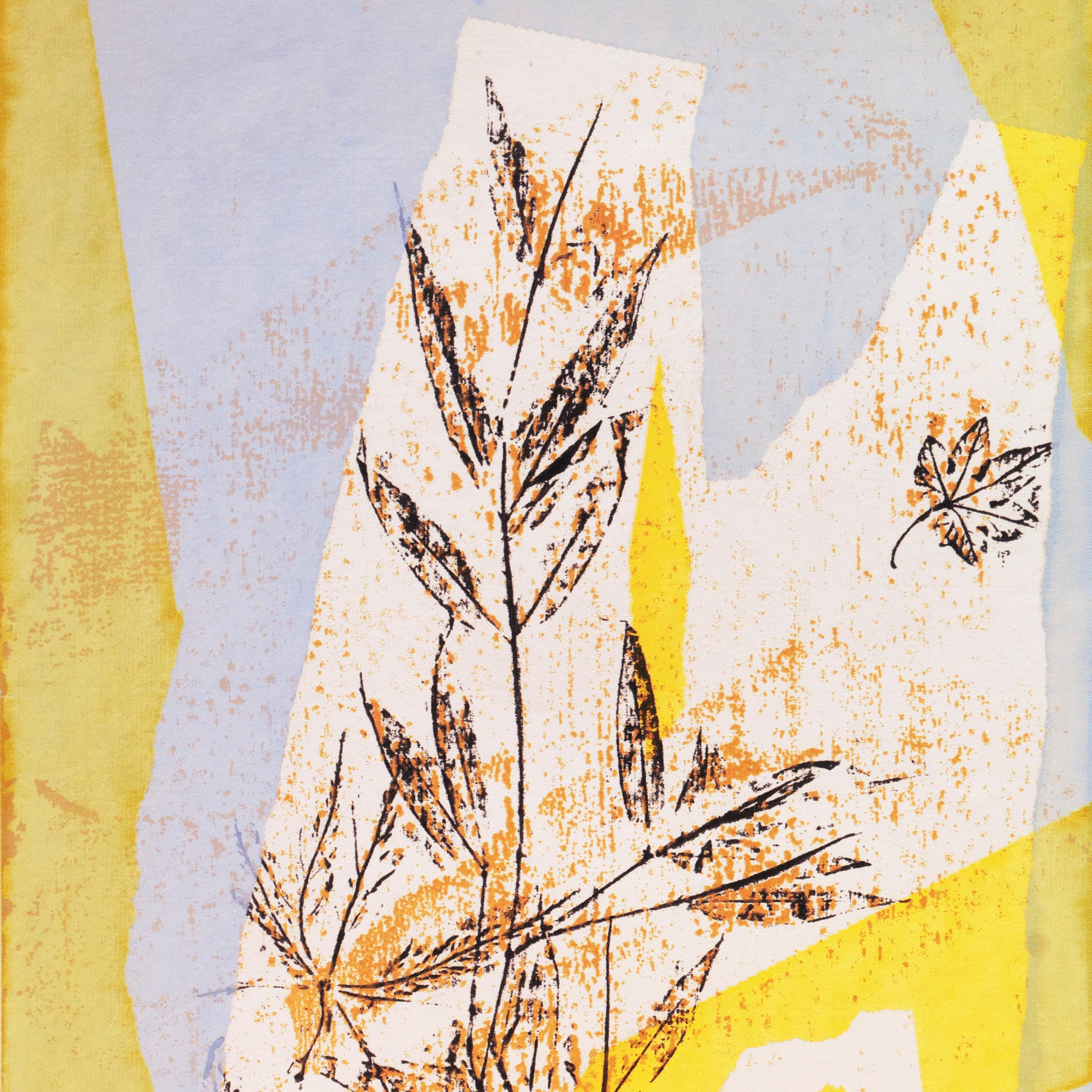 Leaves Against Ochre and Blue For Sale 1