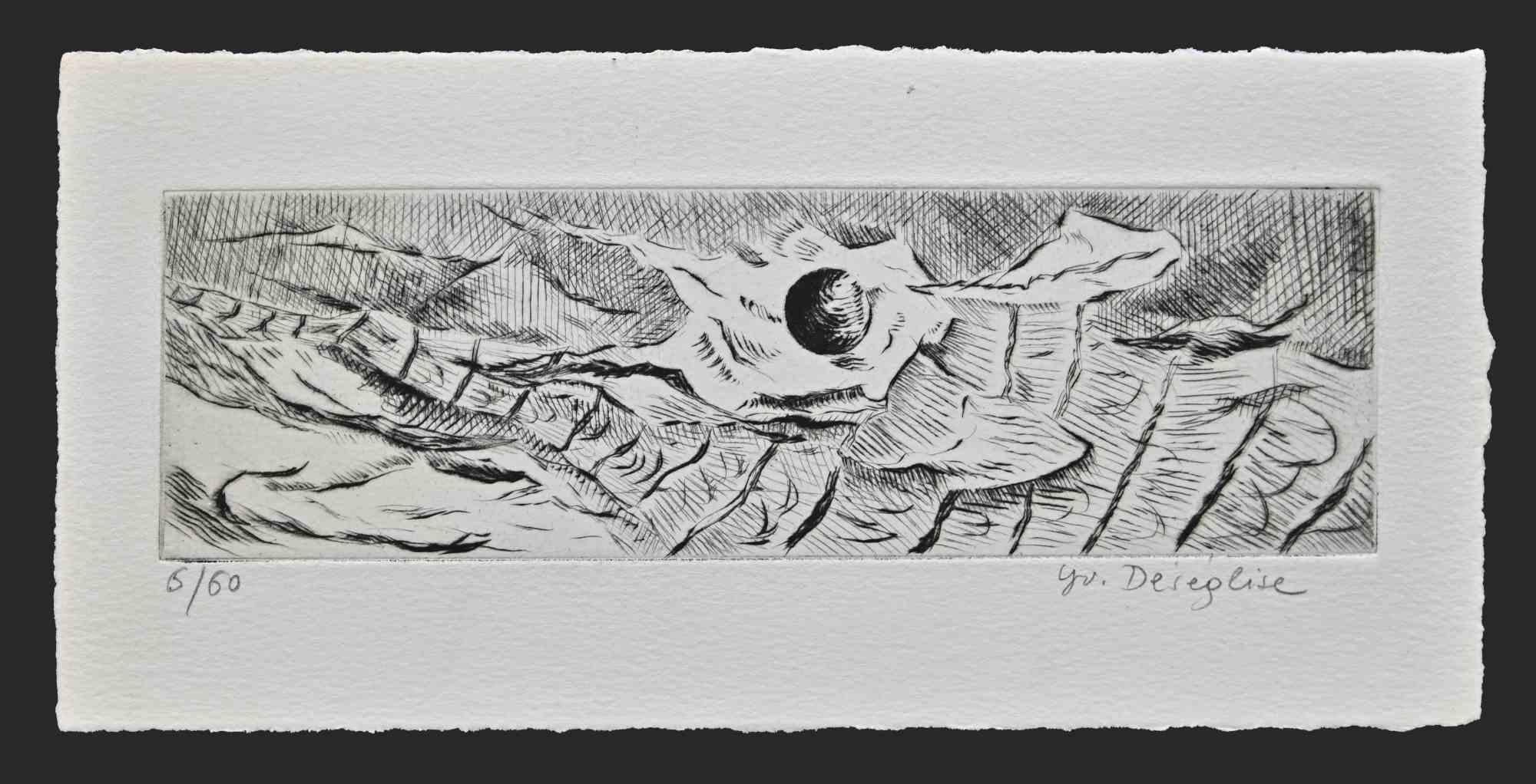 Blowing Wind is an etching on paper realized by Jeannette Deseglise in the 1950s.

Hand-signed and numbered, edition of 60 prints.

Very Good conditions.

The artwork is realized poetically through various rapid short strokes, expressively by