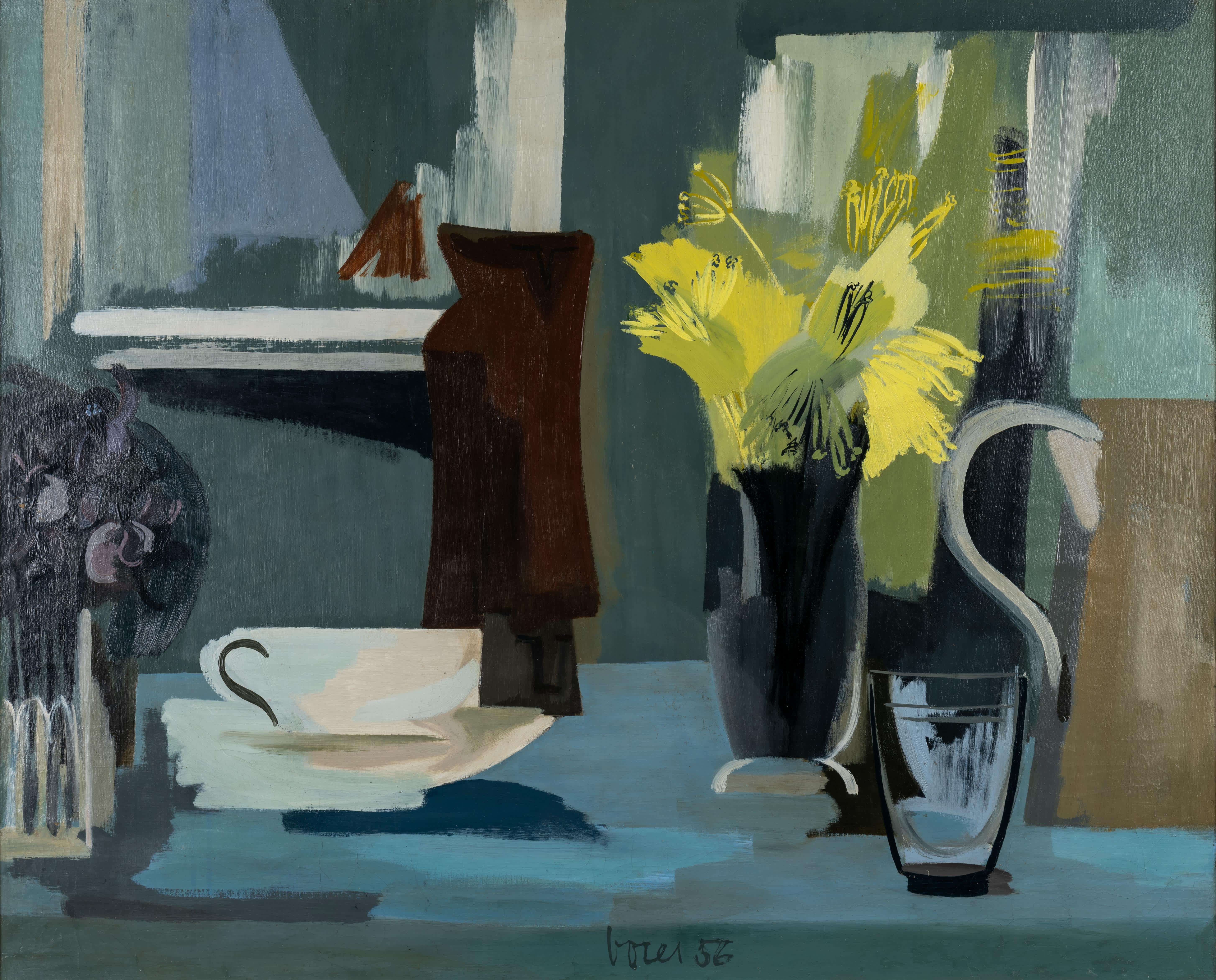 Natura morta con tazze - Painting di Jeannie Borel