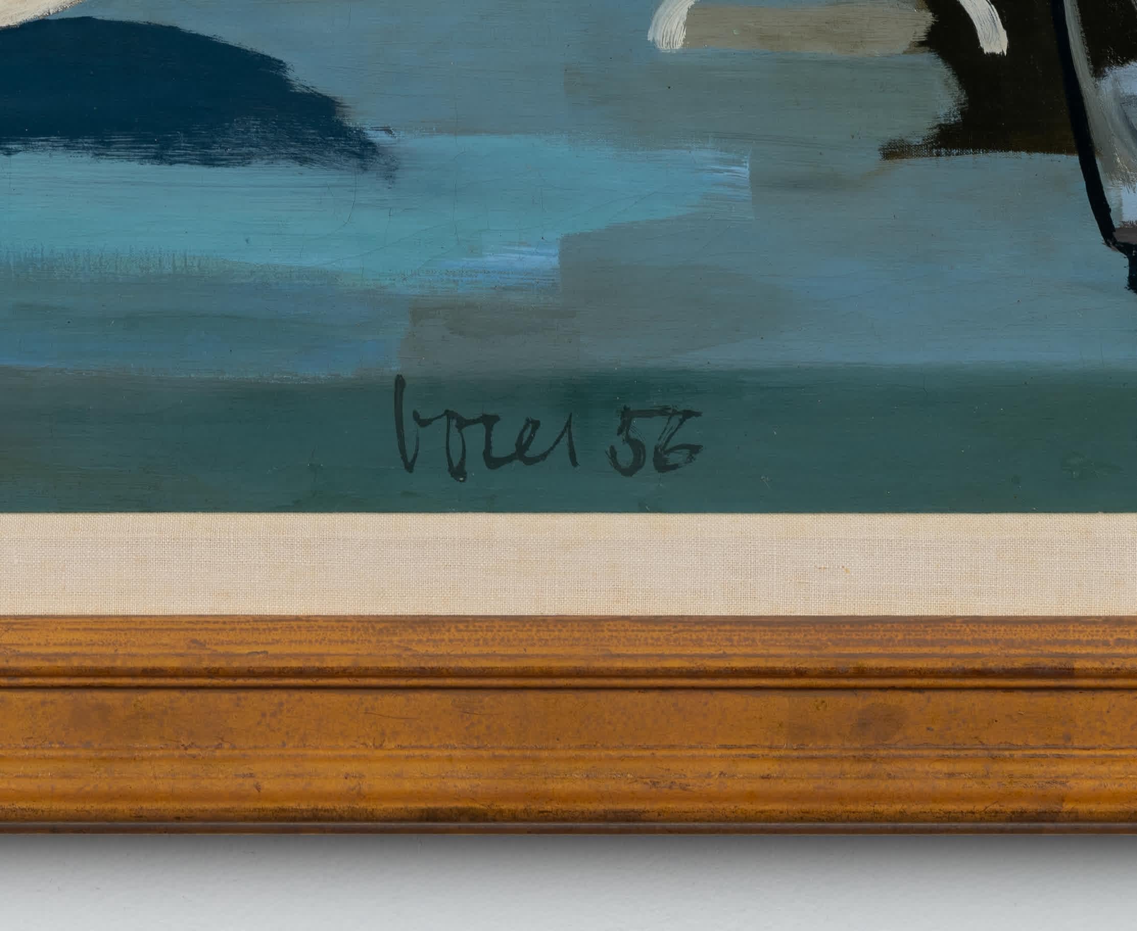 Natura morta con tazze - Still-Life Painting Grigio di Jeannie Borel