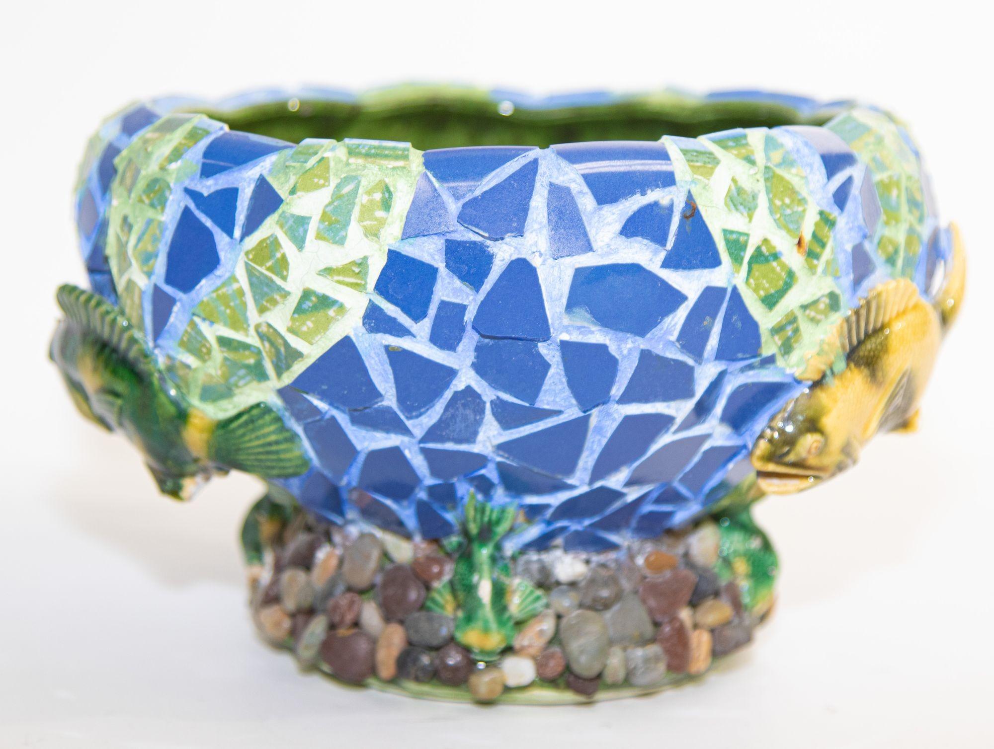 Jeannie Houston Antes Mosaic Mix Media Aquarius Planter In Good Condition For Sale In North Hollywood, CA