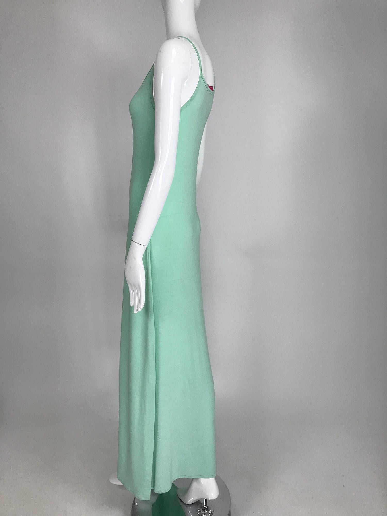 Jeannie McQueeny Aqua Silk Hand Embroidered Angel and Coral Fish Caftan