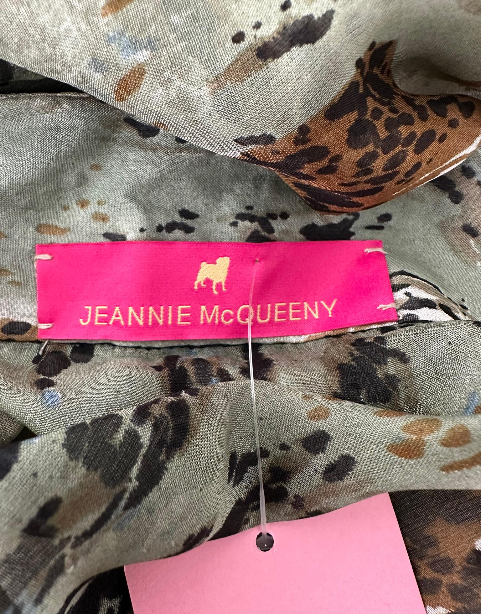 Jeannie McQueeny Leopard Print Beaded Sheer Silk Chiffon Caftan OSFM For Sale 10
