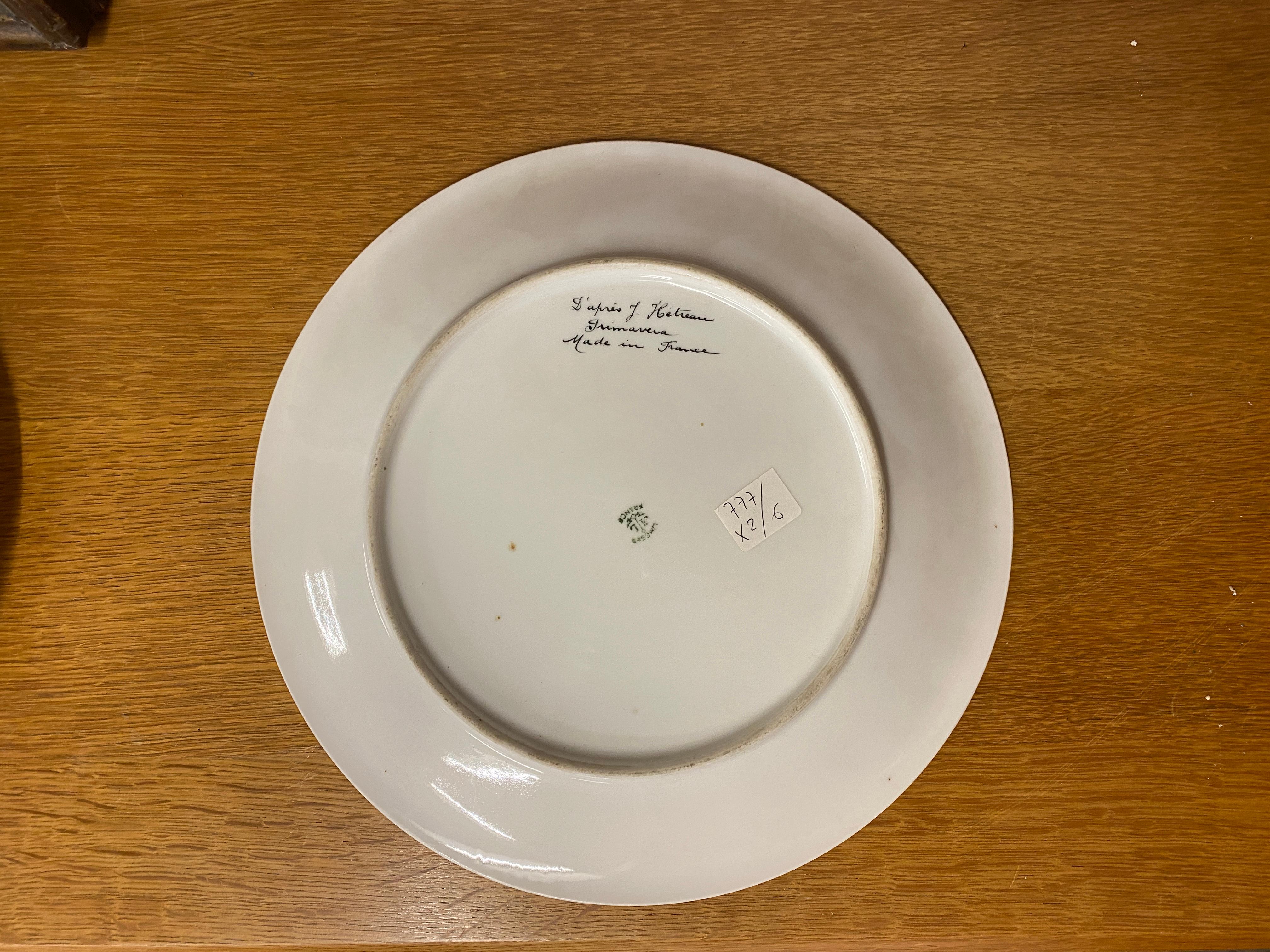 Mid-20th Century Jeannine Hétreau, Plate Decorated with Stylized Rose, for Primavera, circa 1950 For Sale