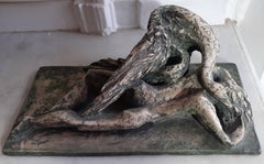 Leda and the Swan modernist mid century sculpture by French woman artist