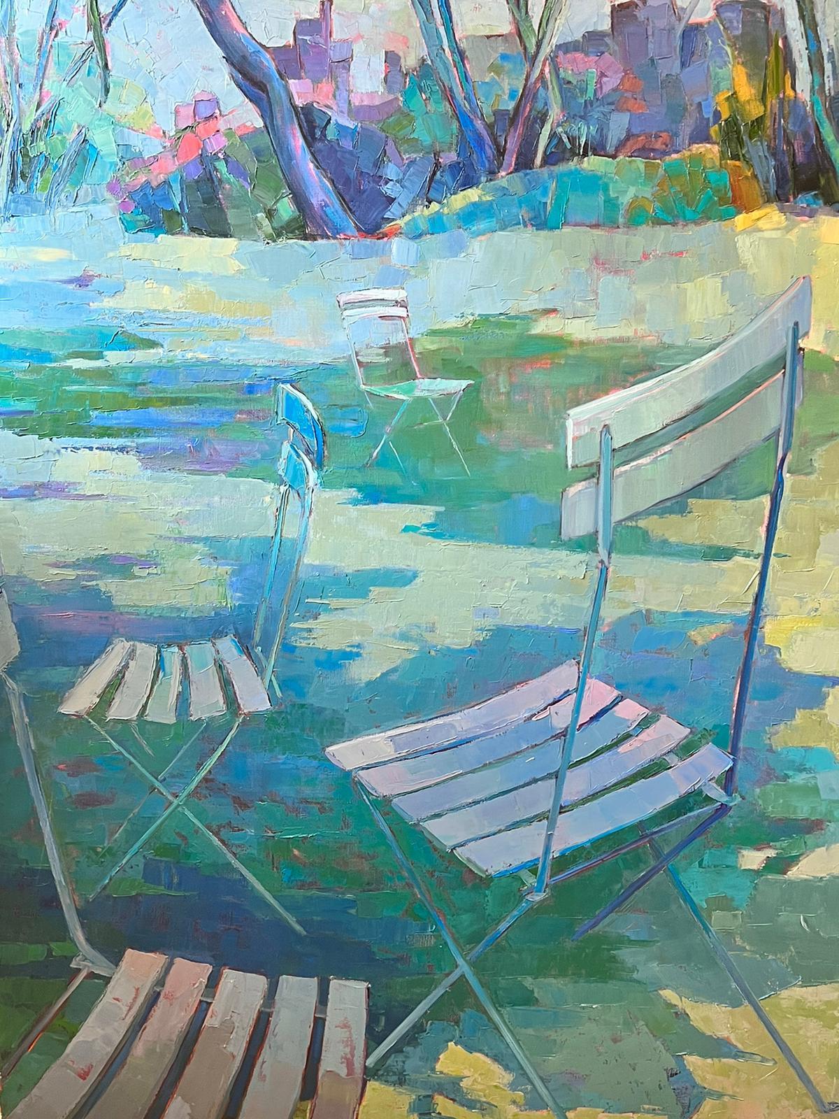 Le Jardin
Jeanon Pitre (contemporaneo francese)
dipinto a olio su tela firmato, senza cornice
tela: 51 x 38 pollici
provenienza: collezione privata, Parigi
condizioni: complessivamente molto buone