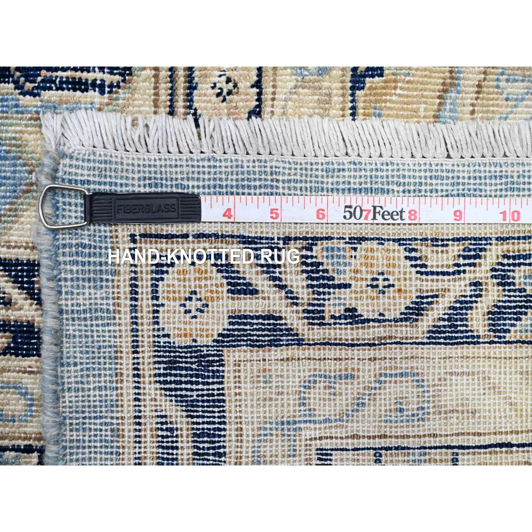Jeans Blue Heriz Flower Medallion Design 100% Wool Hand Knotted Rug 8'7